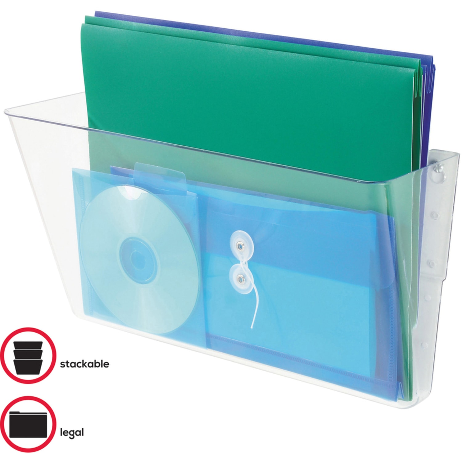 deflecto Single Unit Stackable DocuPockets, 1 Compartment(s), 7inH x 16.3inW x 4inD, Wall Mountable, Clear, 1Each - Image 5