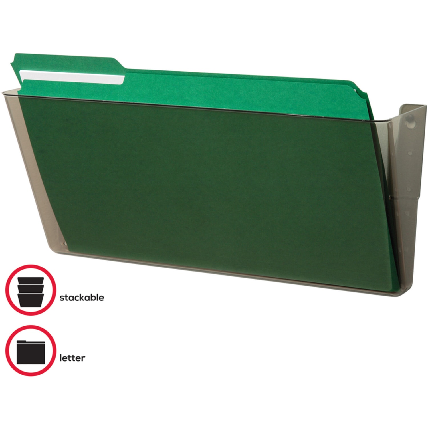 Deflecto Single Compartment Legal Size Stackable Wall File, Smoke - Image 5