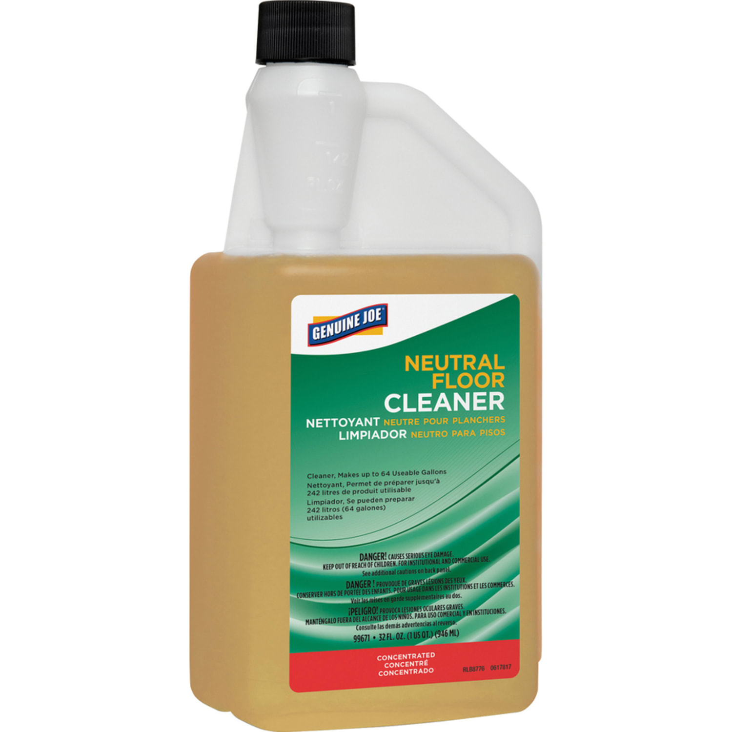 Genuine Joe Neutral Floor Cleaner - For Multi Surface - Concentrate - 32 fl oz - pH Neutral - Yellow - 6/Carton - 99671CT - Image 3