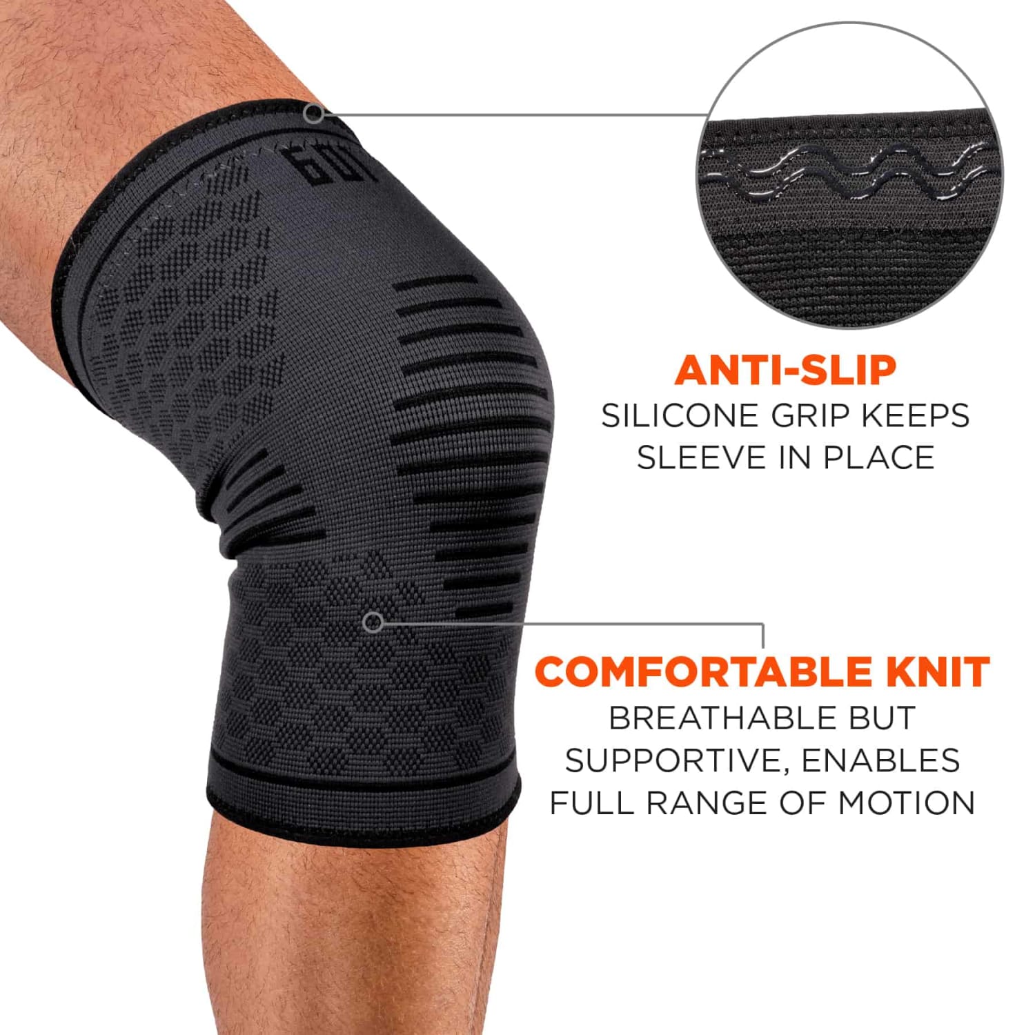 Ergodyne Proflex 601 Knee Compression Sleeves, Small, Black, Pack Of 2 Sleeves - Image 3
