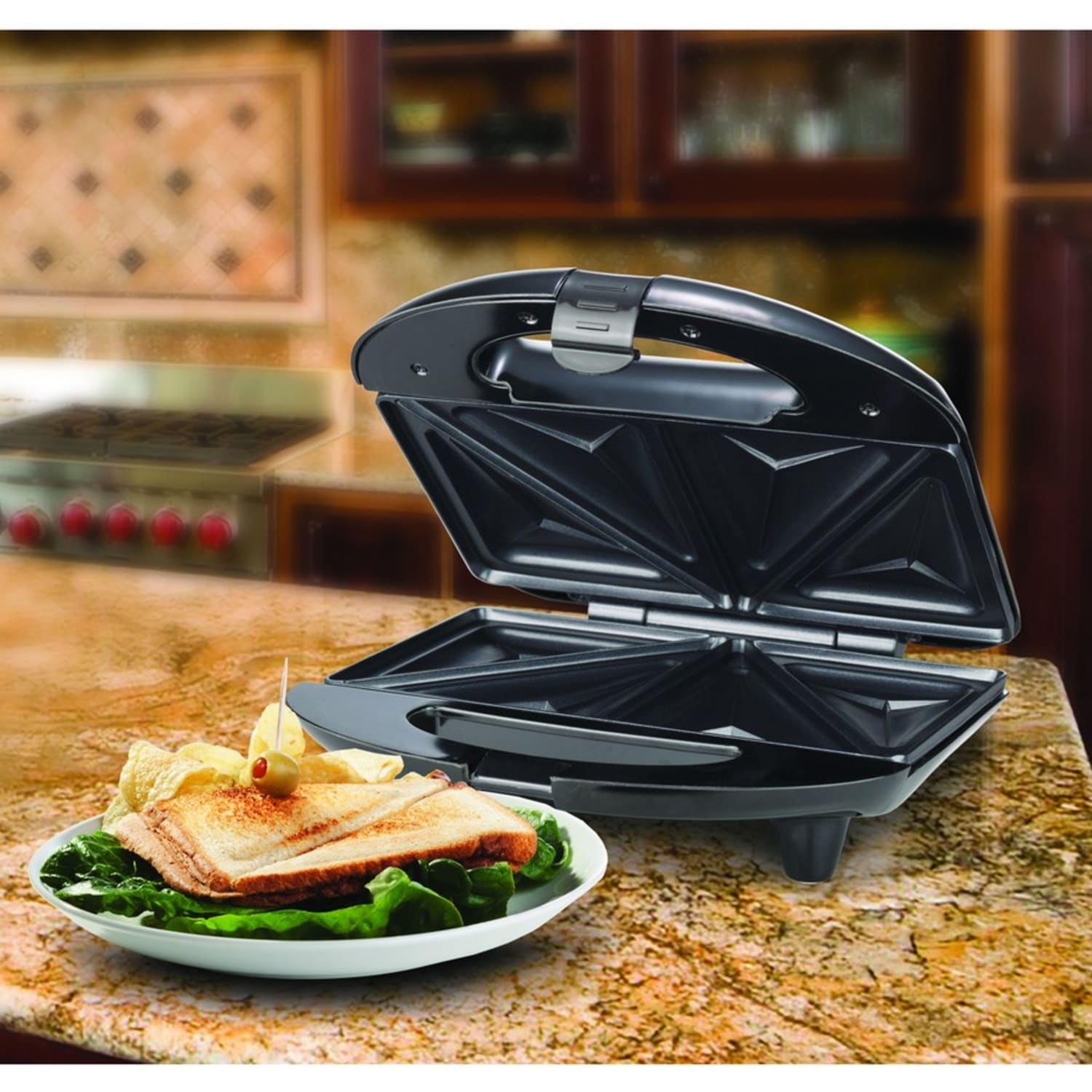 Brentwood Sandwich Maker, Black/Brushed Stainless Steel - Image 4