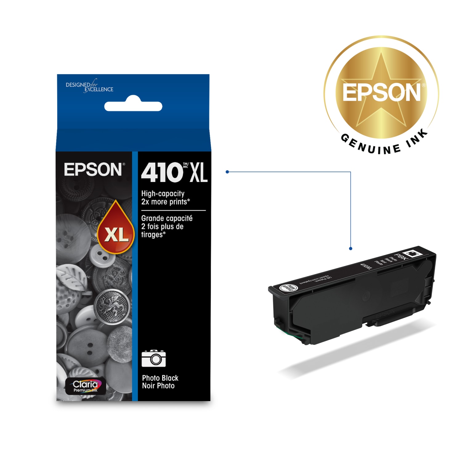 Epson 410XL Claria Premium Photo Black High-Yield Ink Cartridge, T410XL120-S - Image 3