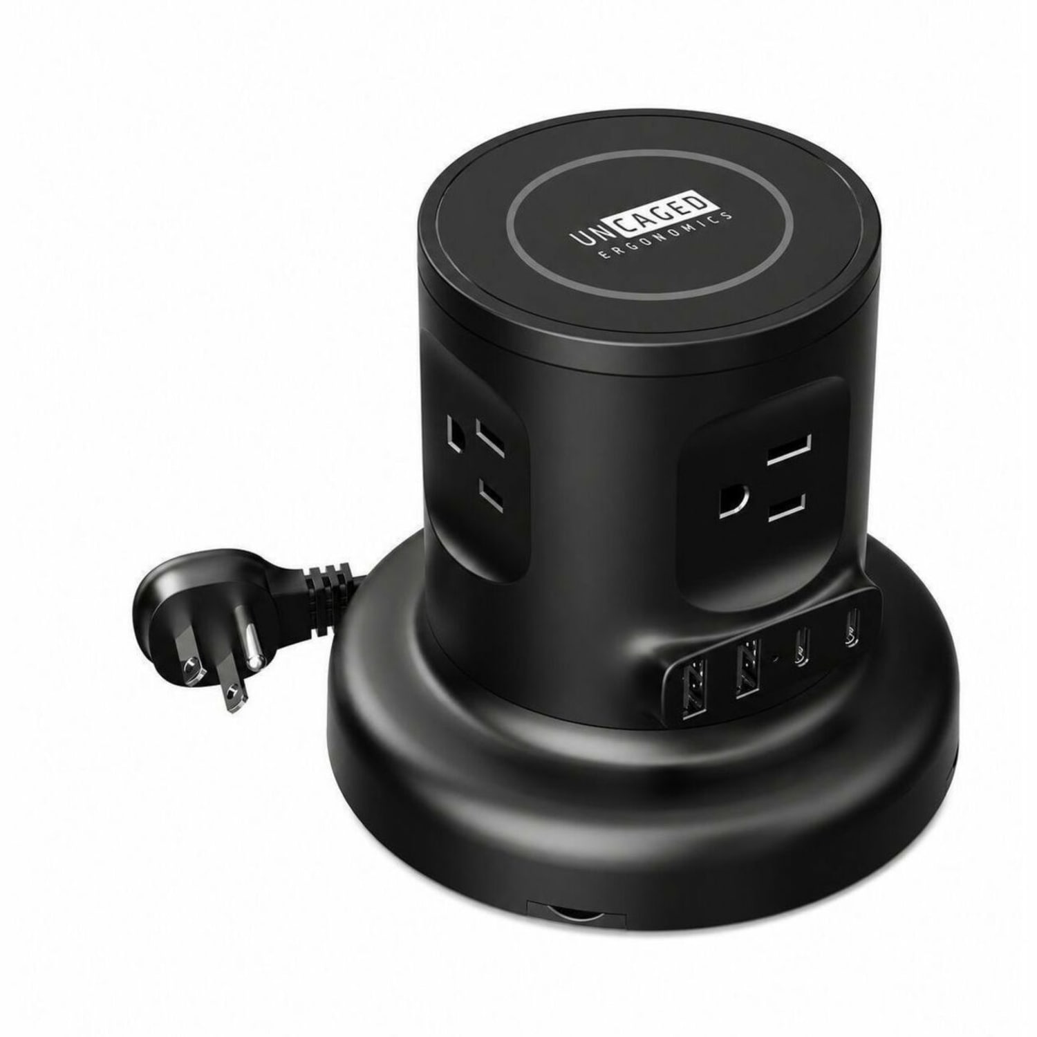 Uncaged Ergonomics Wireless Retractable Power Strip, WRPS2BLACK
