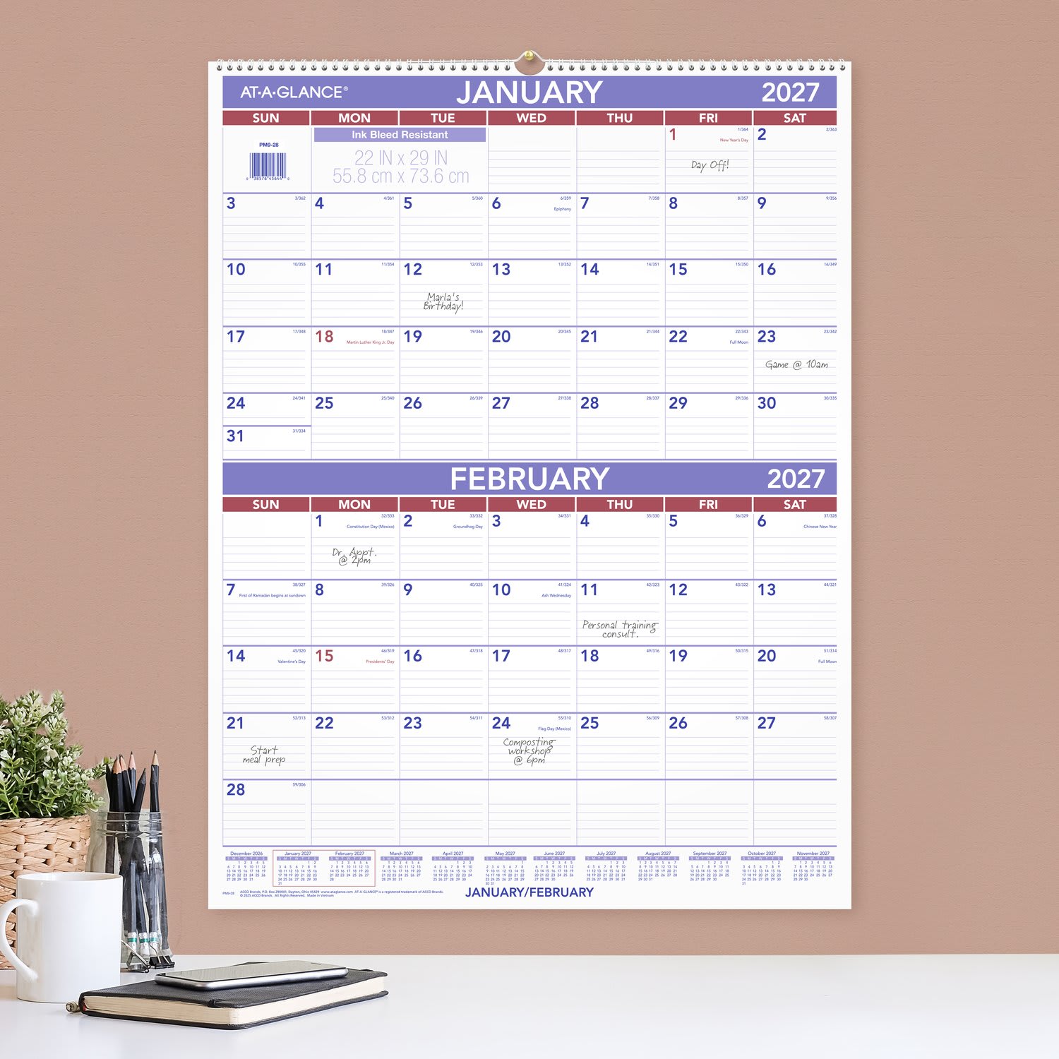 AT-A-GLANCE 2027 Two Month Wall Calendar, Large, 22in x 29in - Image 4
