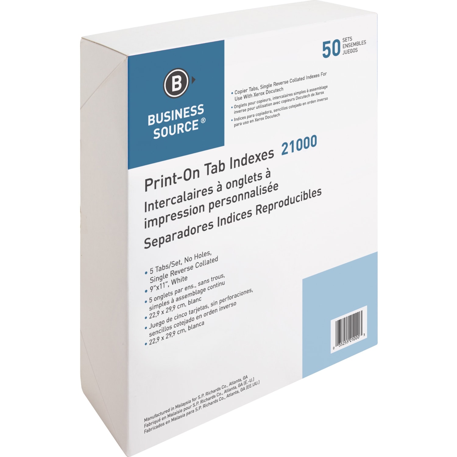 Sparco Single Reverse Collated Index Dividers, White, Box Of 50 Sets - Image 5