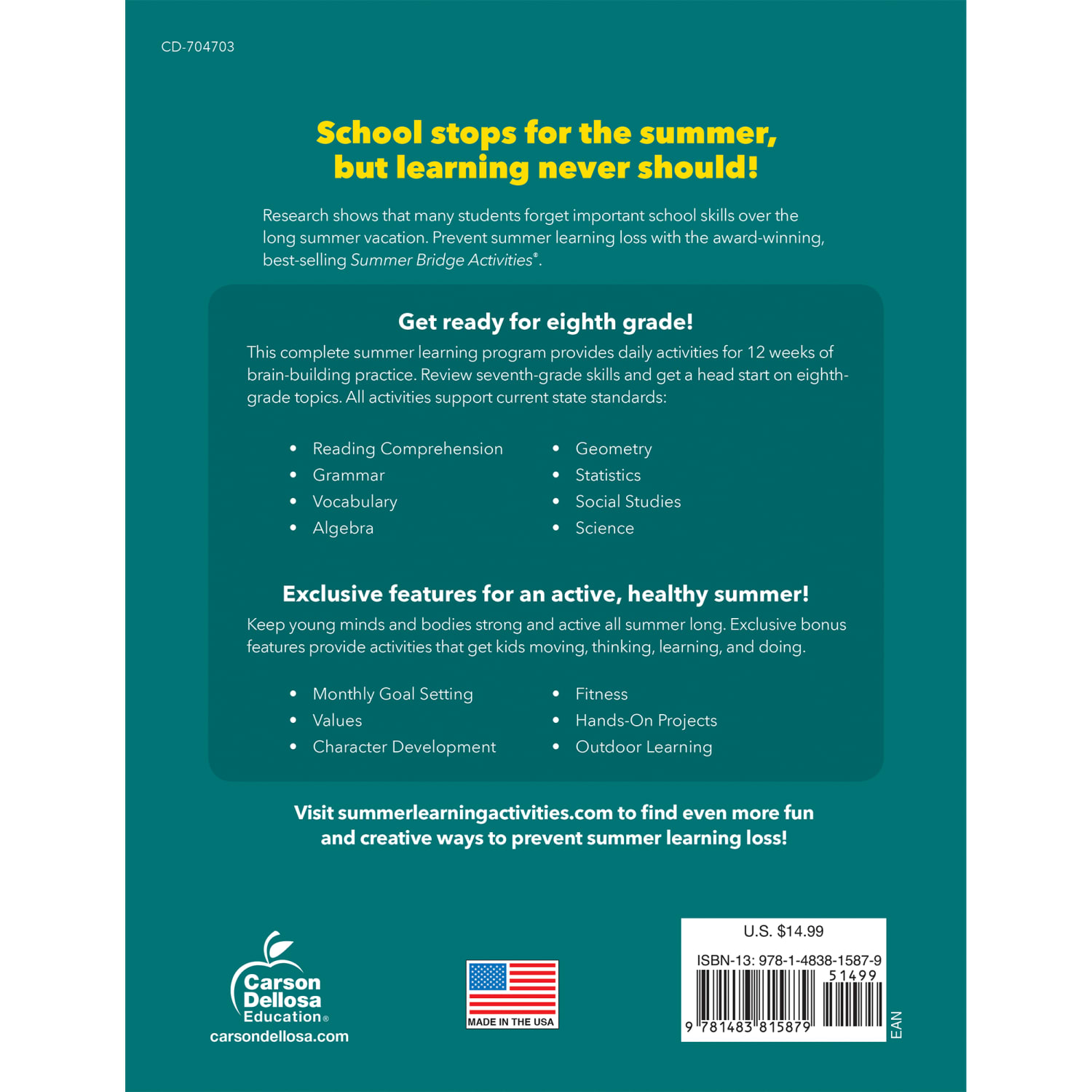 Carson-Dellosa Summer Bridge Activities Workbook, 3rd Edition, Grades 7-8 - Image 3