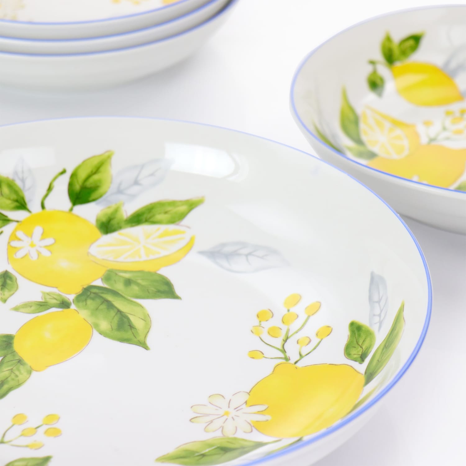 Gibson Home Medona 5-Piece Round Fine Ceramic Pasta Bowl Set, Yellow - Image 3
