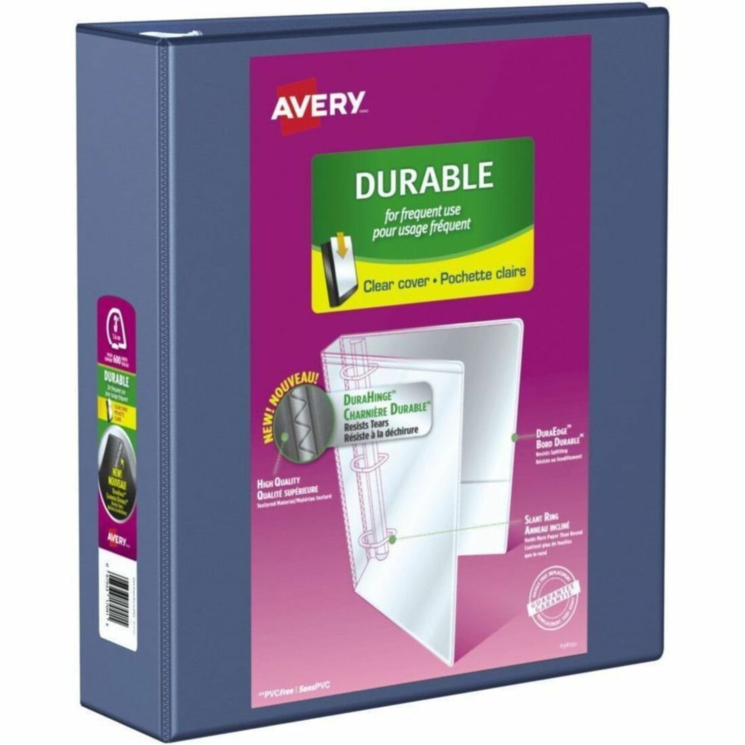 Avery Durable View 3-Ring Binder, 3in Slant Rings, Blue