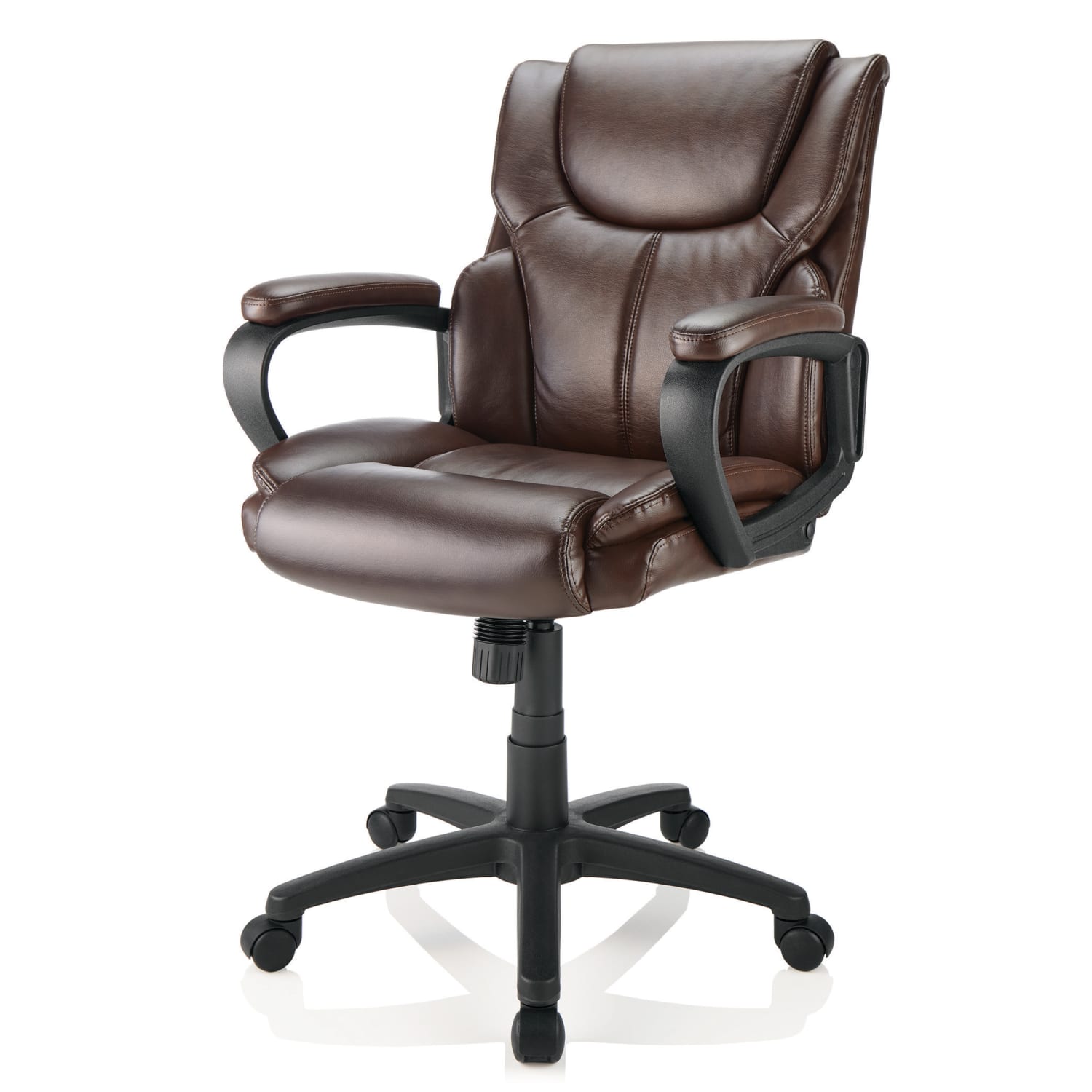 Realspace Mayhart Vinyl Mid Back Office Chair BrownBlack BIFMA Compliant PopularChairscom
