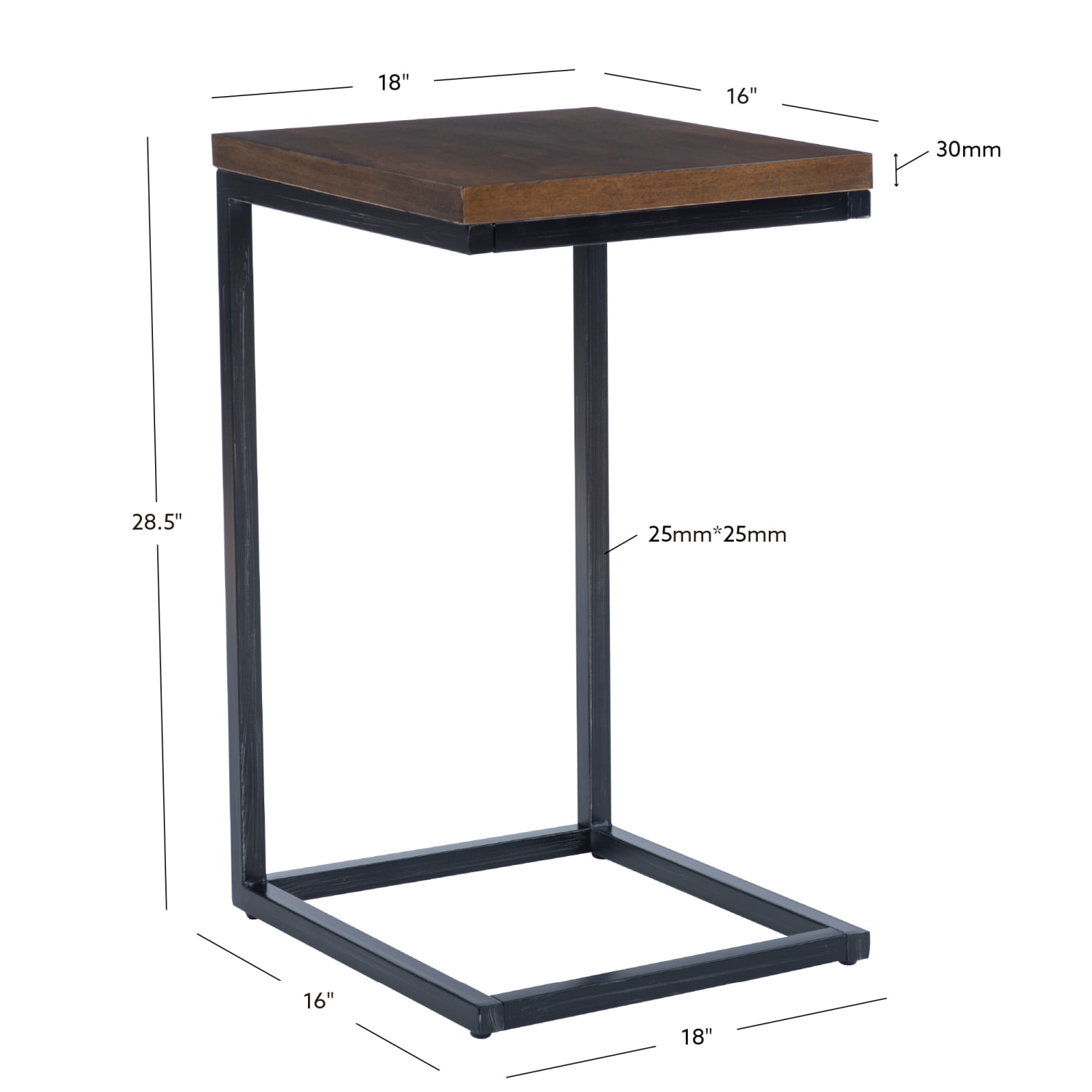 Powell Sulkey C Table, 28-1/2inH x 18inW x 16inD, Brown/Dark Gray - Image 5