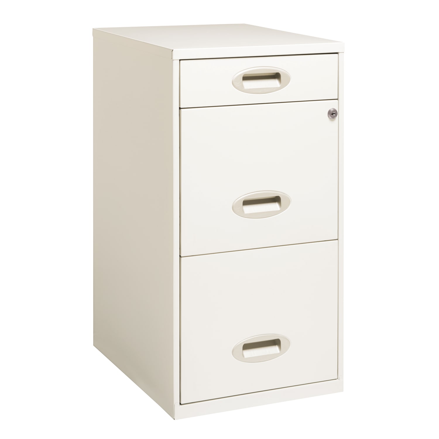 Realspace 18inD Vertical 3-Drawer Letter-Size File Cabinet, Metal, Pearl White