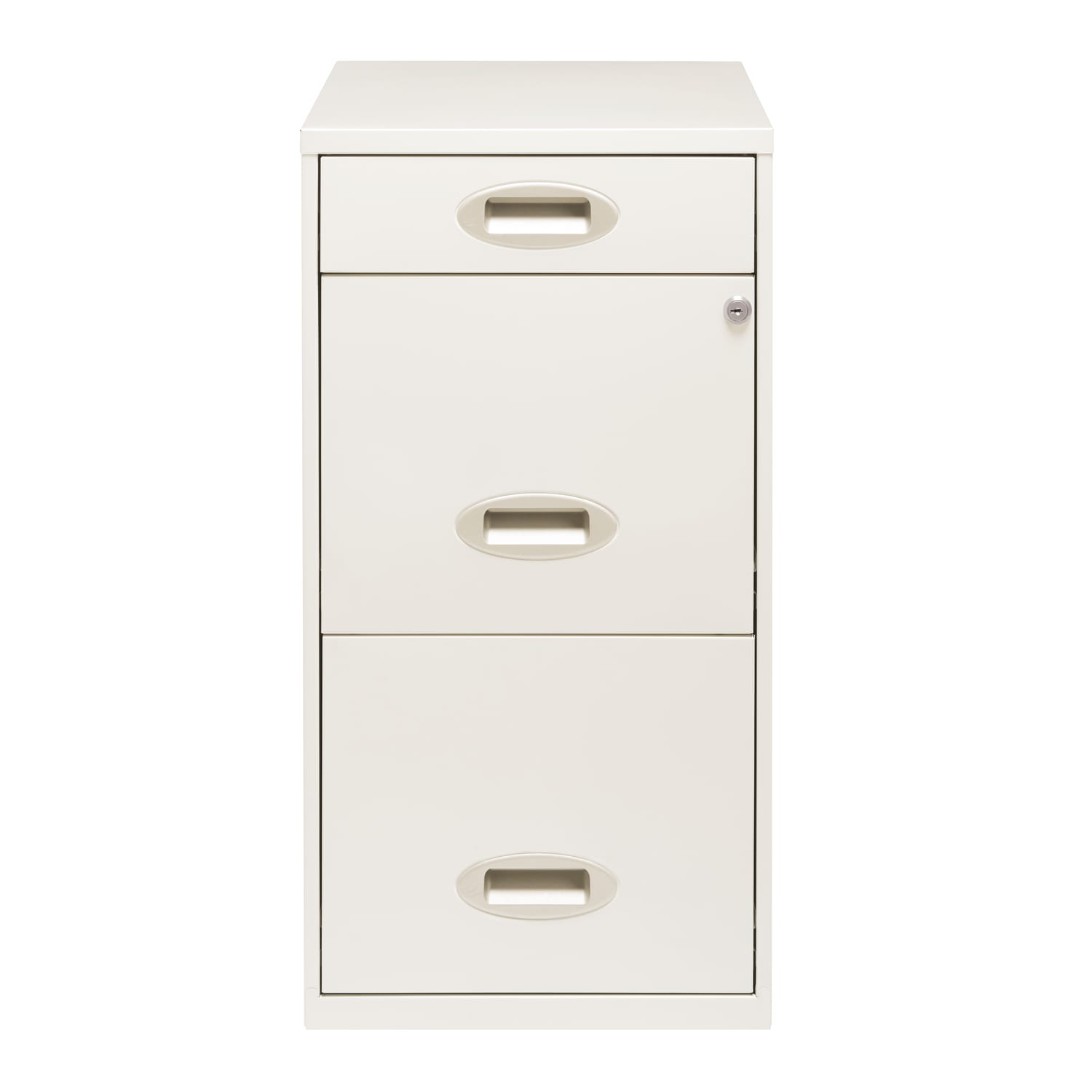 Realspace 18inD Vertical 3-Drawer Letter-Size File Cabinet, Metal, Pearl White - Image 3