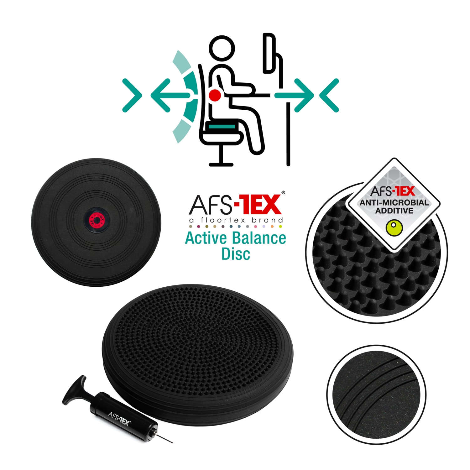 Floortex AFS-TEX Active Anti-Microbial Heavy Duty Balance Disc, Black - Image 10