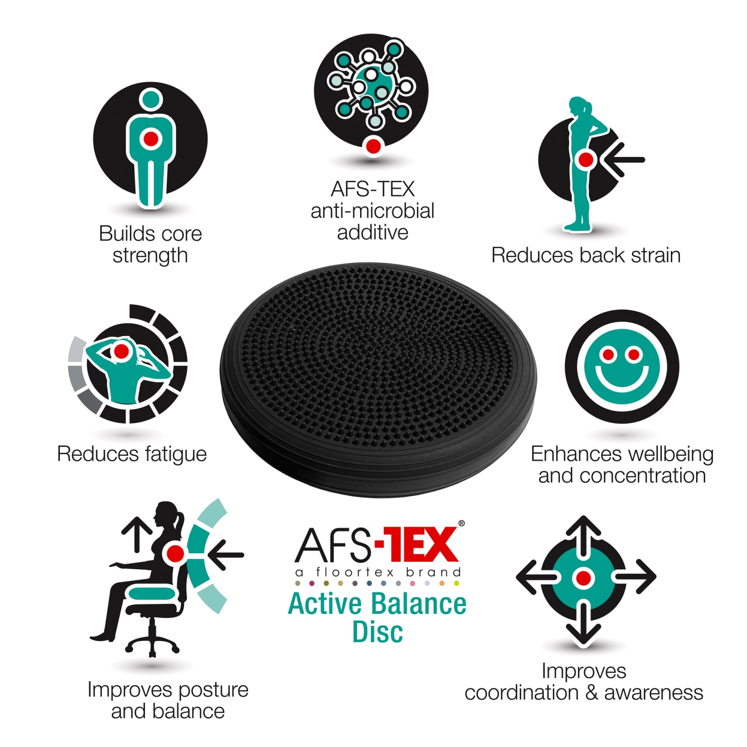 Floortex AFS-TEX Active Anti-Microbial Heavy Duty Balance Disc, Black - Image 11