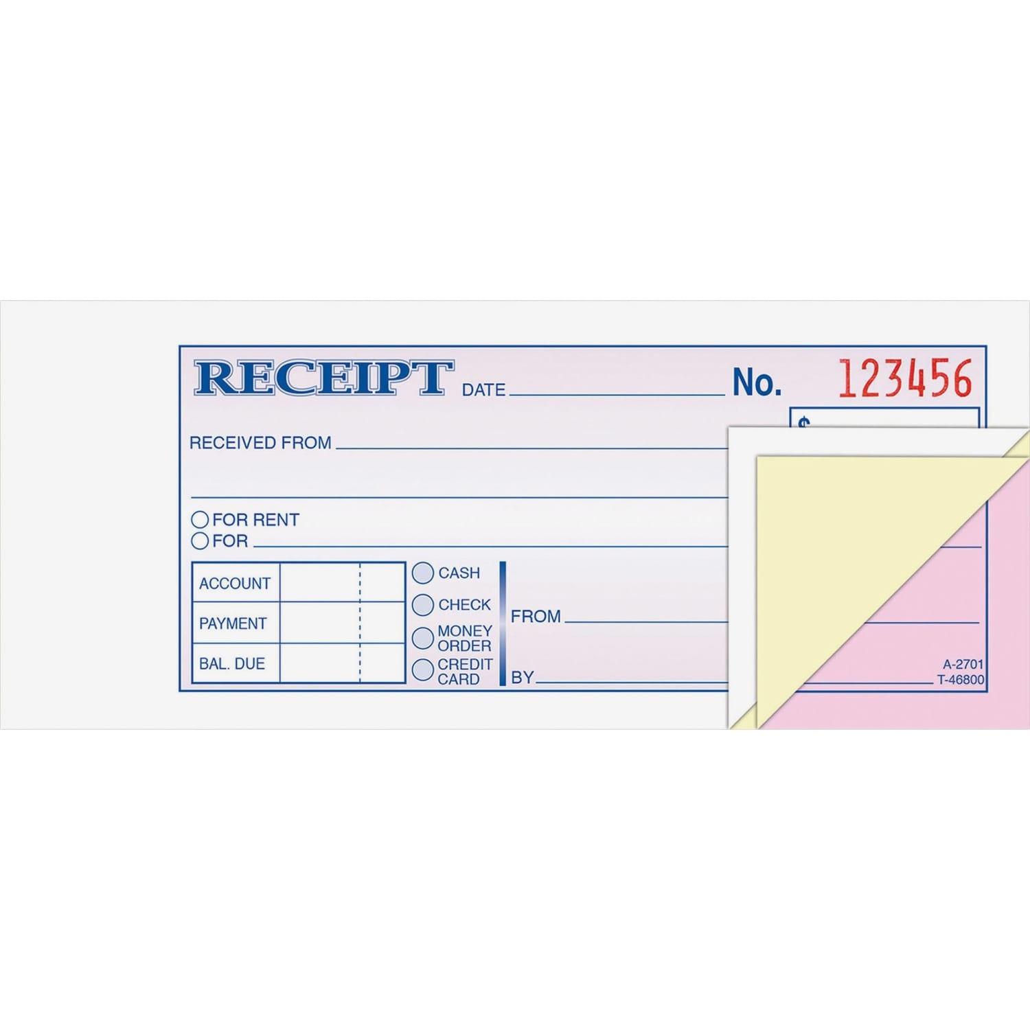 Adams Money/Rent Receipt Books, 7 3/16in x 2 3/4in, 3-Part, Carbonless, 50 Set Book - Image 4