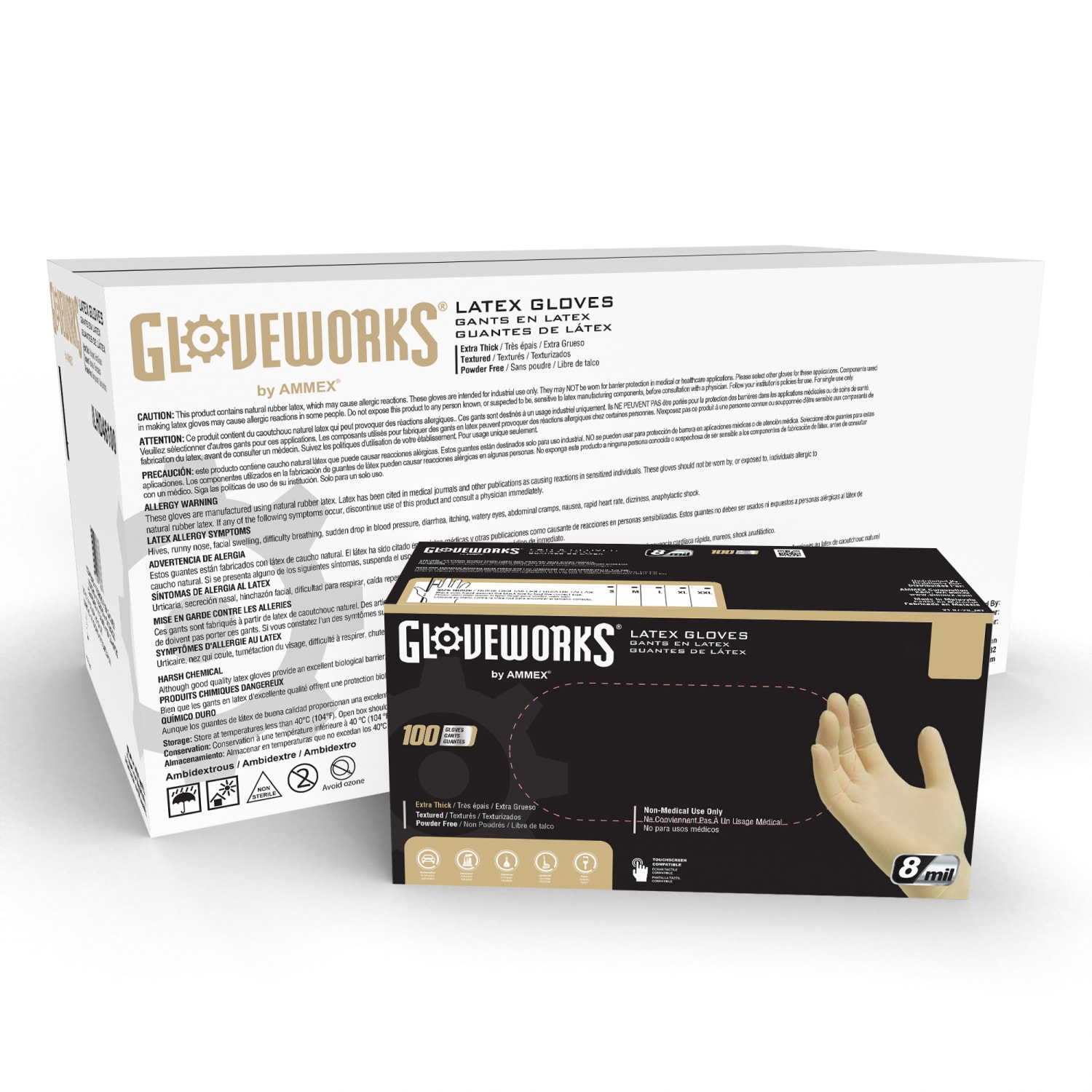Gloveworks Ivory Latex Powder-Free Industrial Gloves, XL, White, 100 Gloves Per Box, Case Of 10 Boxes - Image 6