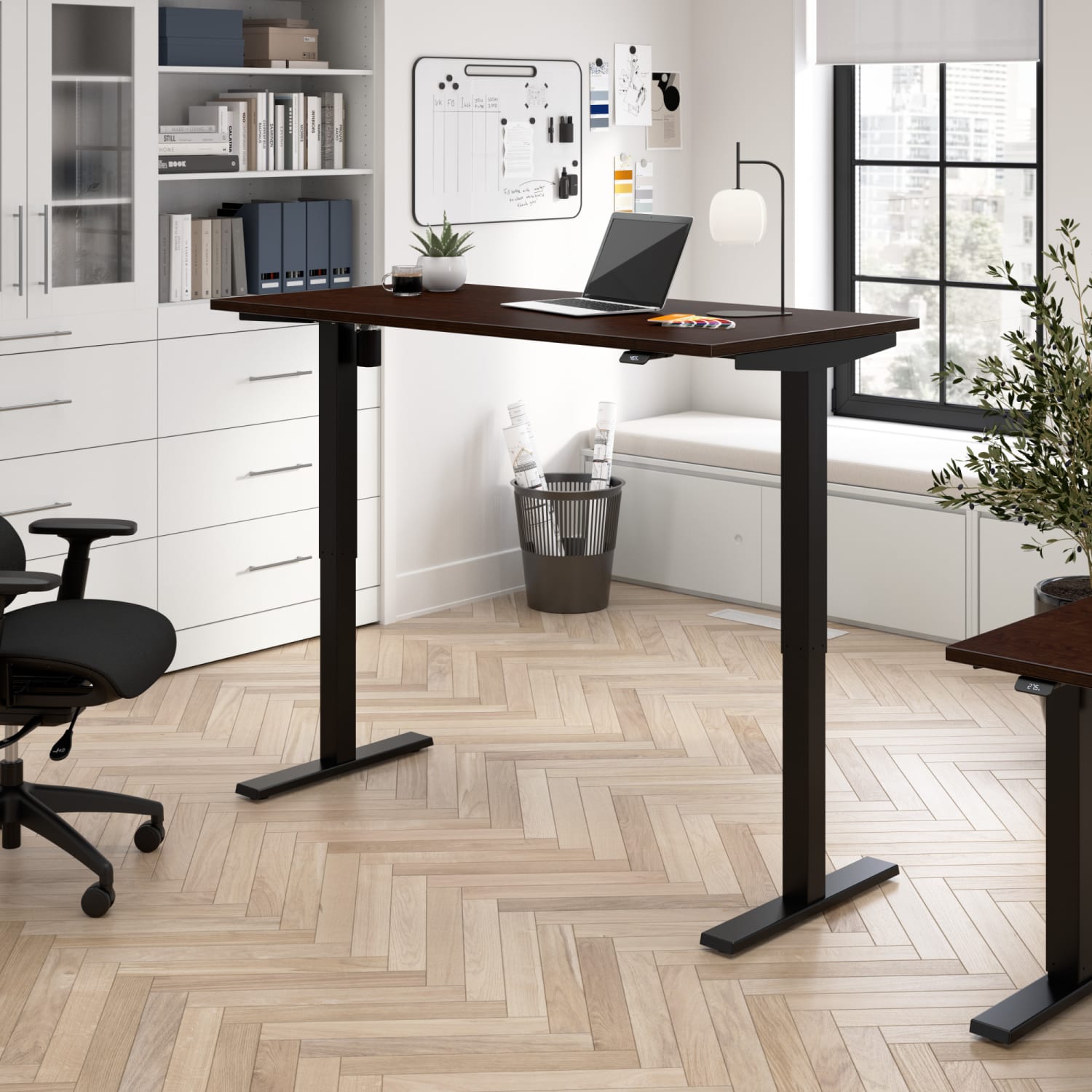 Bush Business Furniture Move 40 Series Electric 60inW x 30inD Electric Height-Adjustable Standing Desk, Mocha Cherry/Black, Standard Delivery - Image 3