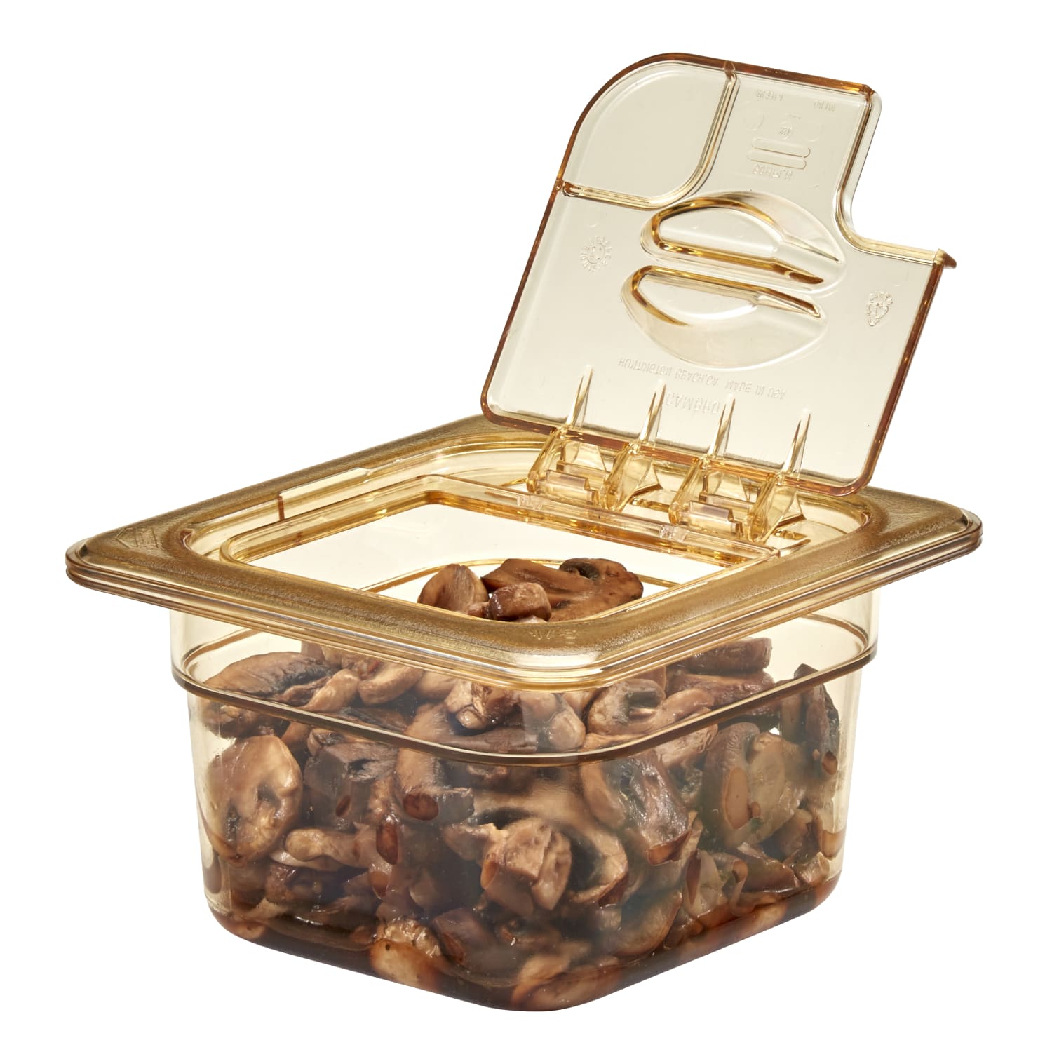 Cambro H-Pan High-Heat GN 1/6 Notched FlipLids, Amber, Set Of 6 Lids - Image 3