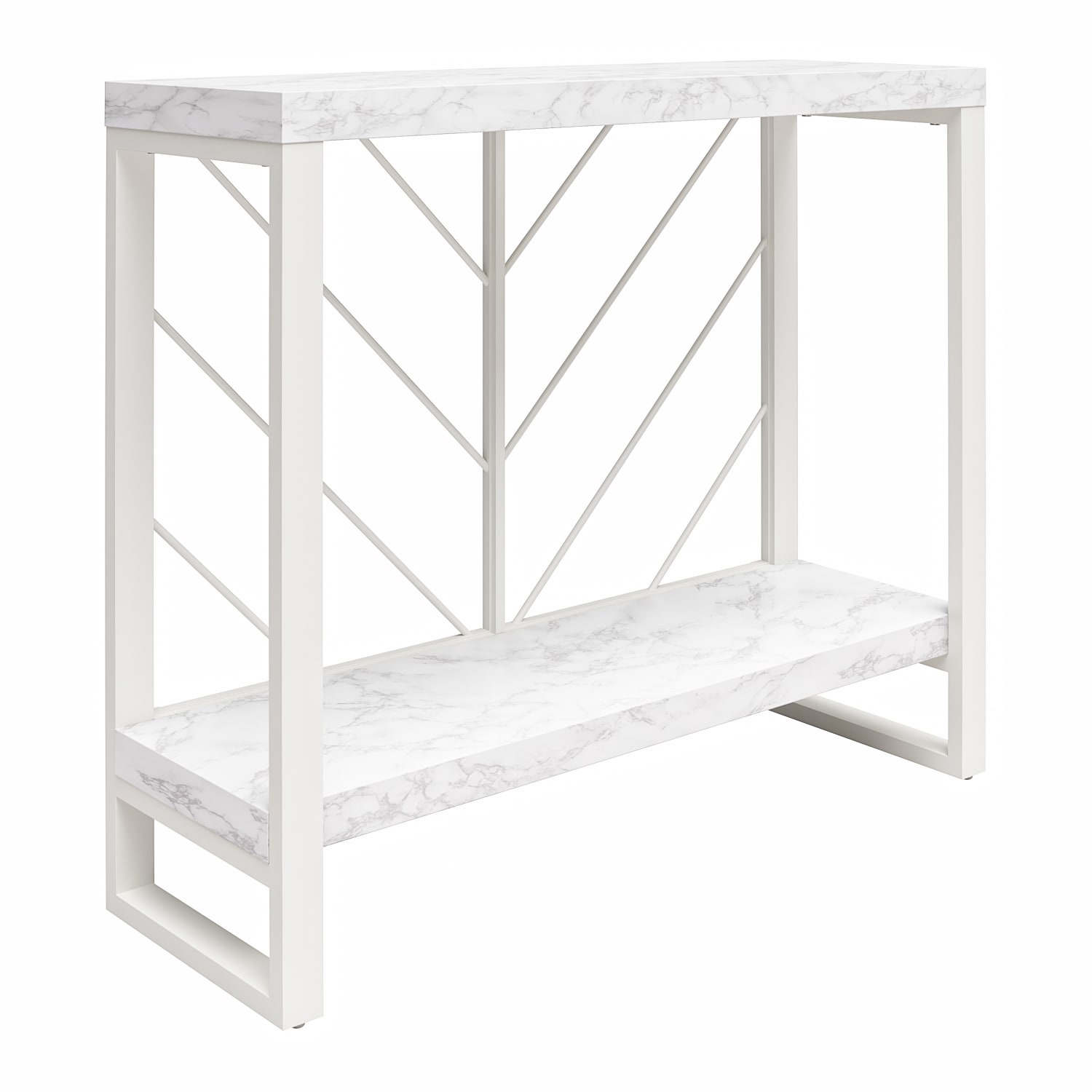 CosmoLiving by Cosmopolitan Brielle Console Table, 30-3/16inH x 34-7/16inW x 11-13/16inD, White Faux Marble - Image 5