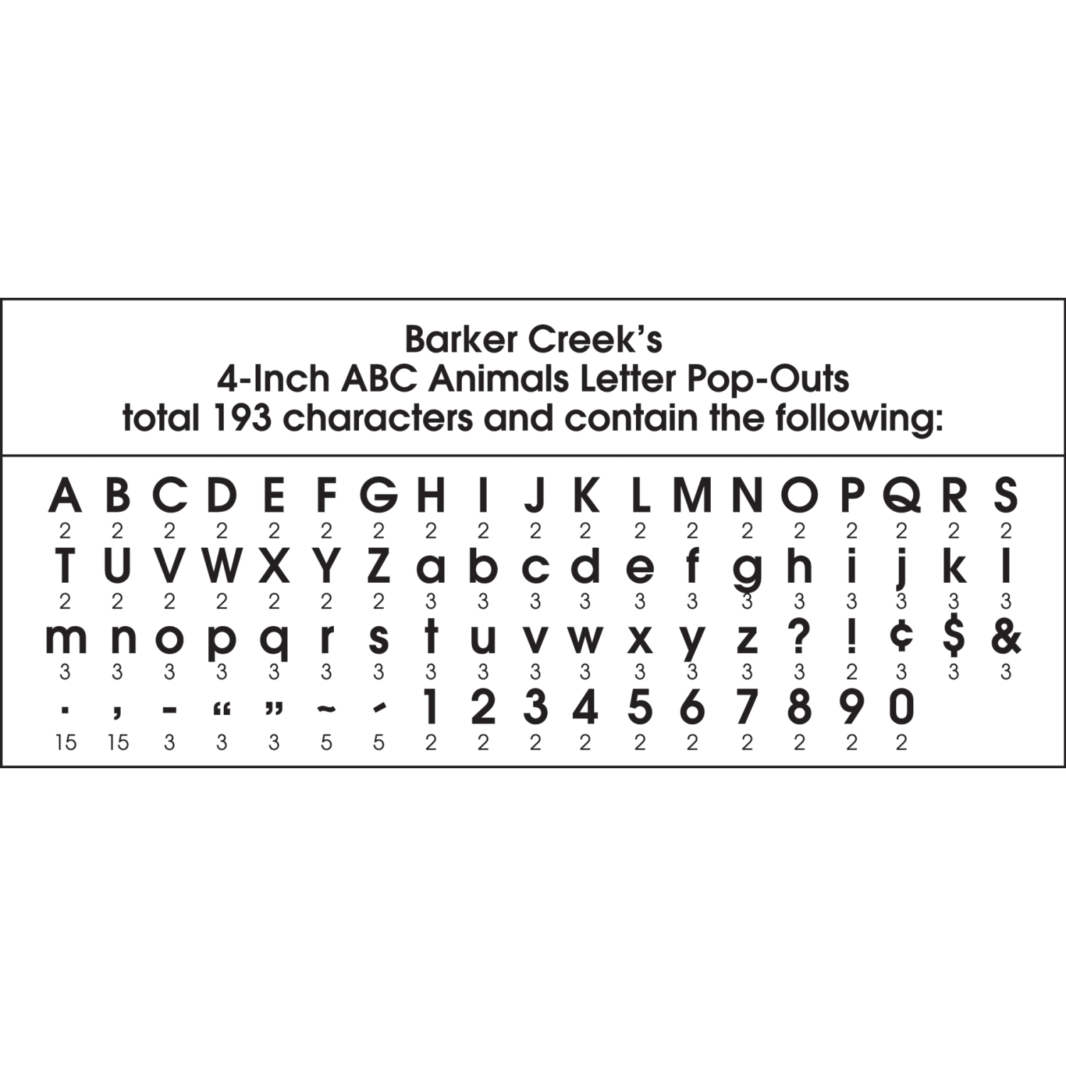 Barker Creek Letter Pop-Outs, 4in, ABC Animals, Set Of 213 - Image 5