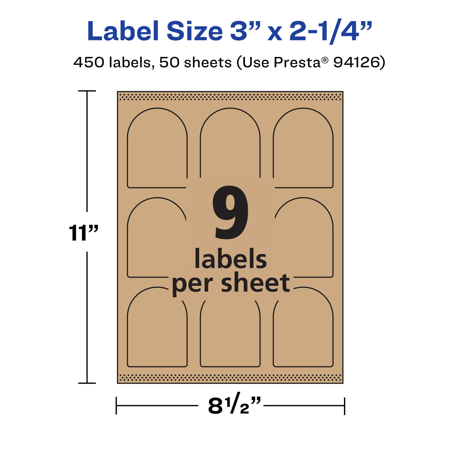 Avery Kraft Permanent Labels With Sure Feed, 94126-KMP50, Arched, 3in x 2-1/4in, Brown, Pack Of 450 - Image 6
