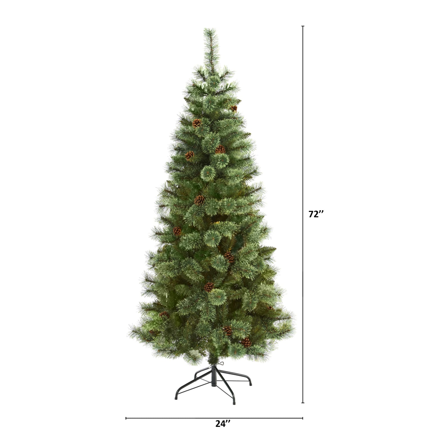 Nearly Natural White Mountain Pine 72inH Artificial Christmas Tree With Bendable Branches, 72inH x 24inW x 24inD, Green - Image 3