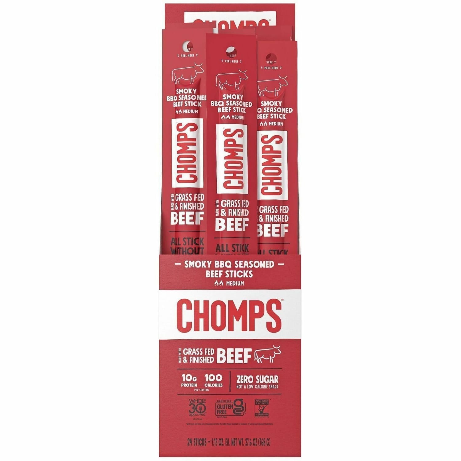 CHOMPS Beef Jerky Sticks - Barbeque - 1.15 oz - 24 / Pack - Image 3