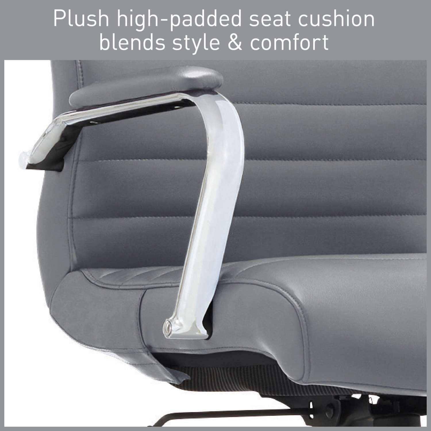 Realspace Modern Comfort Winsley Bonded Leather Mid-Back Manager Office Chair, Gray/Chrome, BIFMA Compliant - Image 4