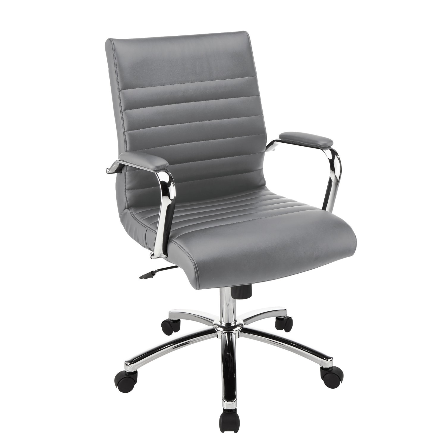Realspace Modern Comfort Winsley Bonded Leather Mid Back Manager Office Chair GrayChrome BIFMA Compliant PopularChairscom