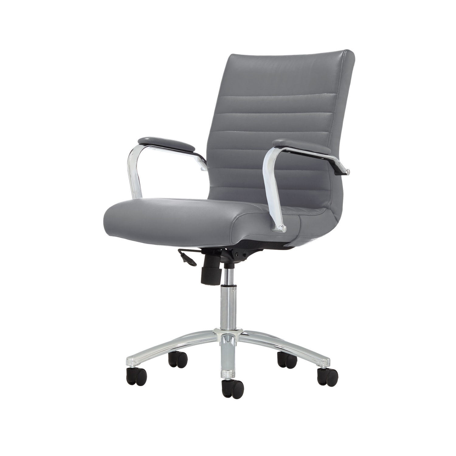 Realspace Modern Comfort Winsley Bonded Leather Mid Back Manager Office Chair GrayChrome BIFMA Compliant PopularChairscom