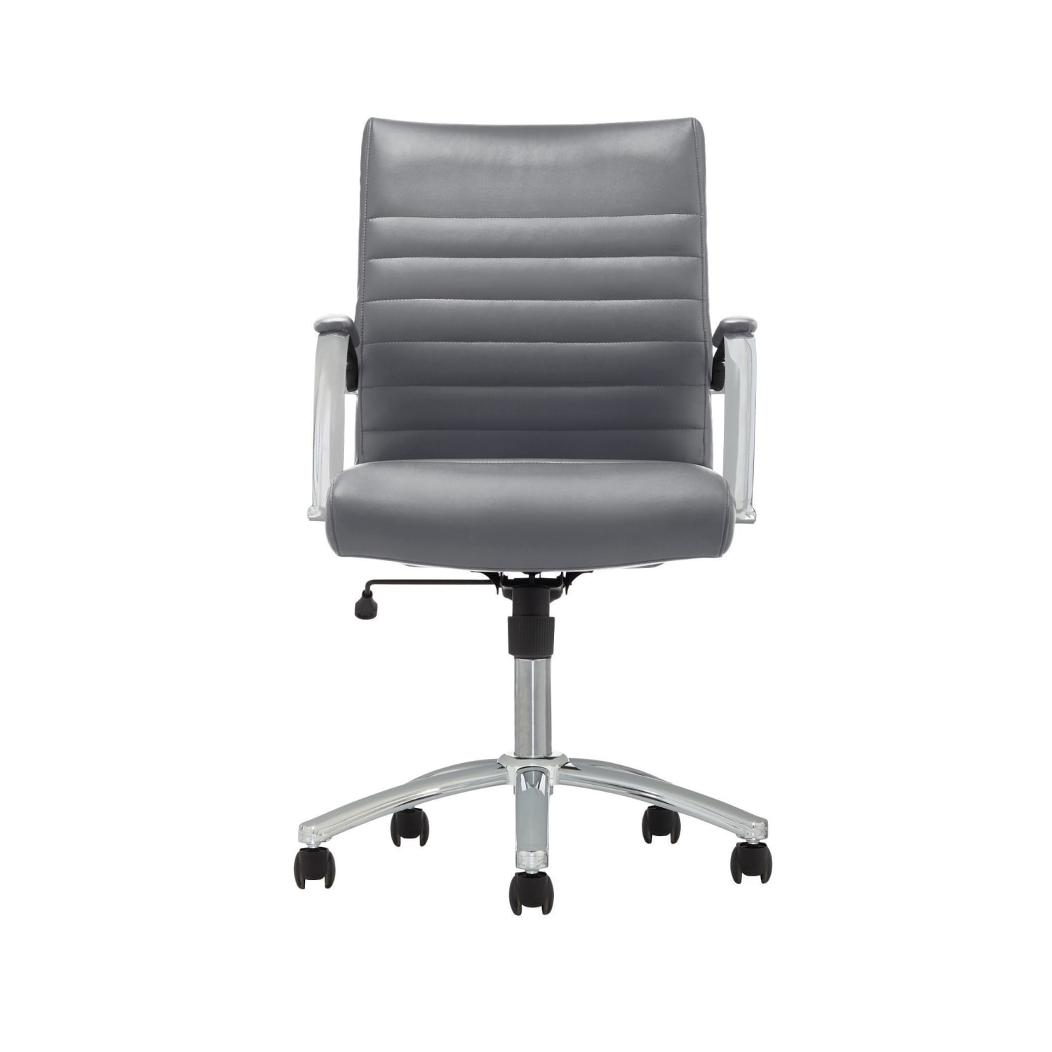 Realspace Modern Comfort Winsley Bonded Leather Mid Back Manager Office Chair GrayChrome BIFMA Compliant PopularChairscom