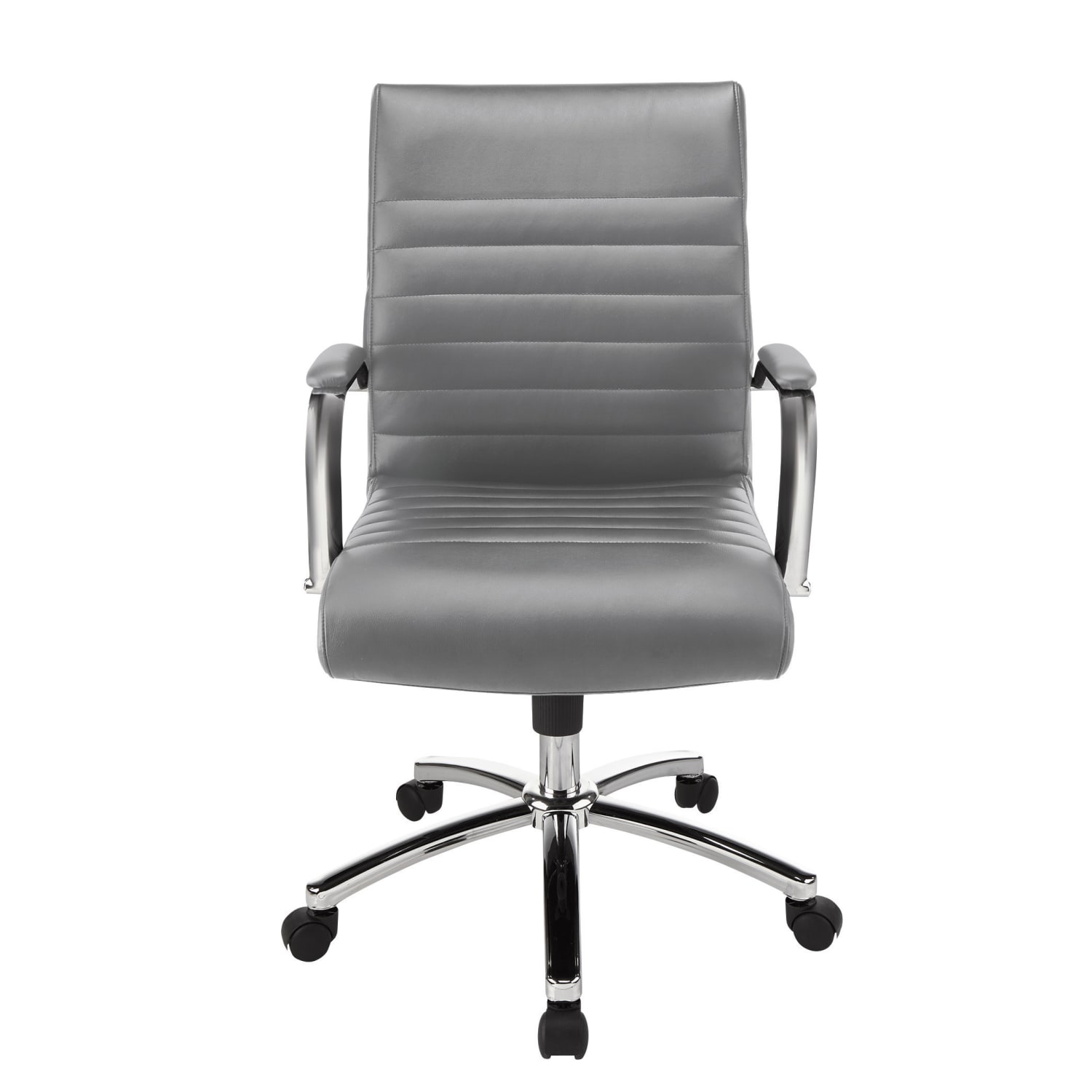 Realspace Modern Comfort Winsley Bonded Leather Mid Back Manager Office Chair GrayChrome BIFMA Compliant PopularChairscom