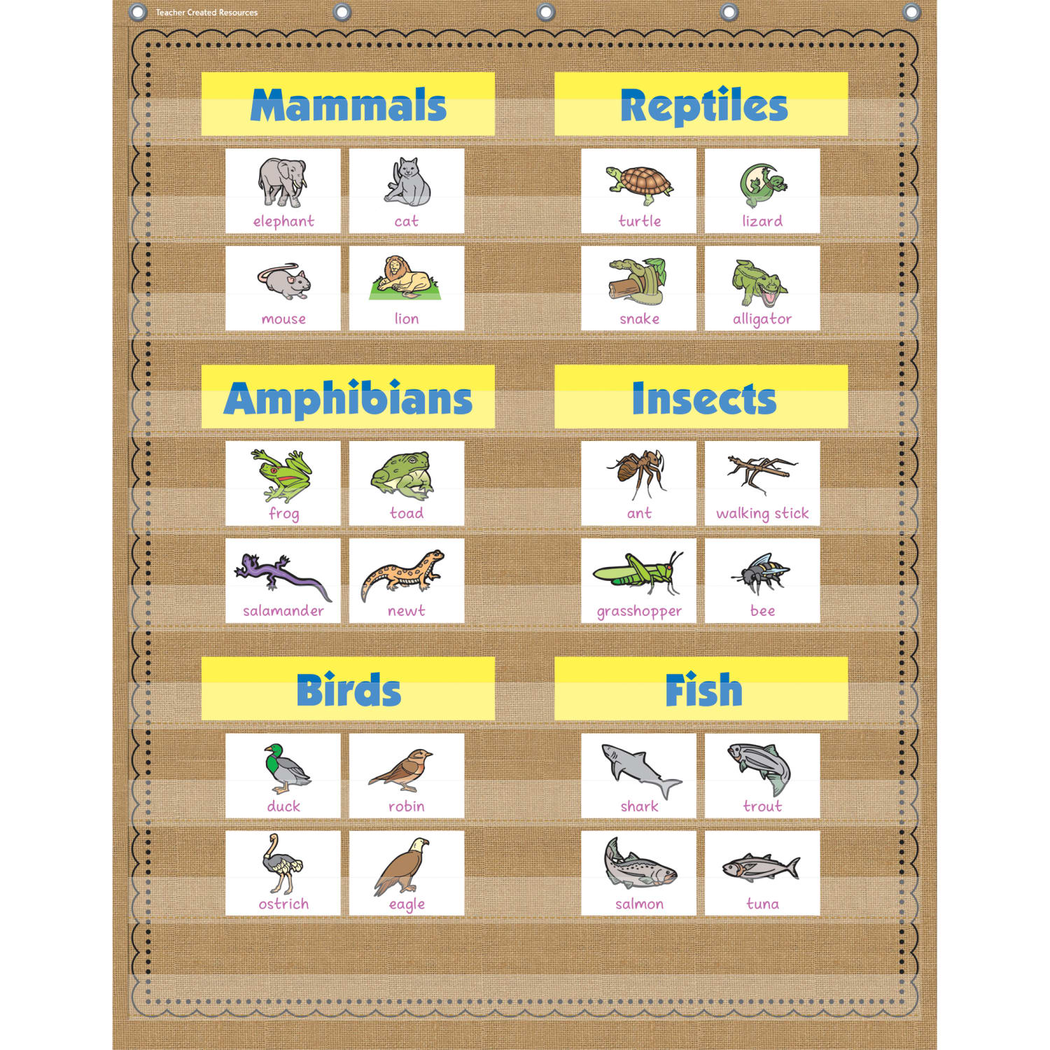 Teacher Created Resources 10-Pocket Pocket Chart, 34in x 44in, Burlap - Image 4