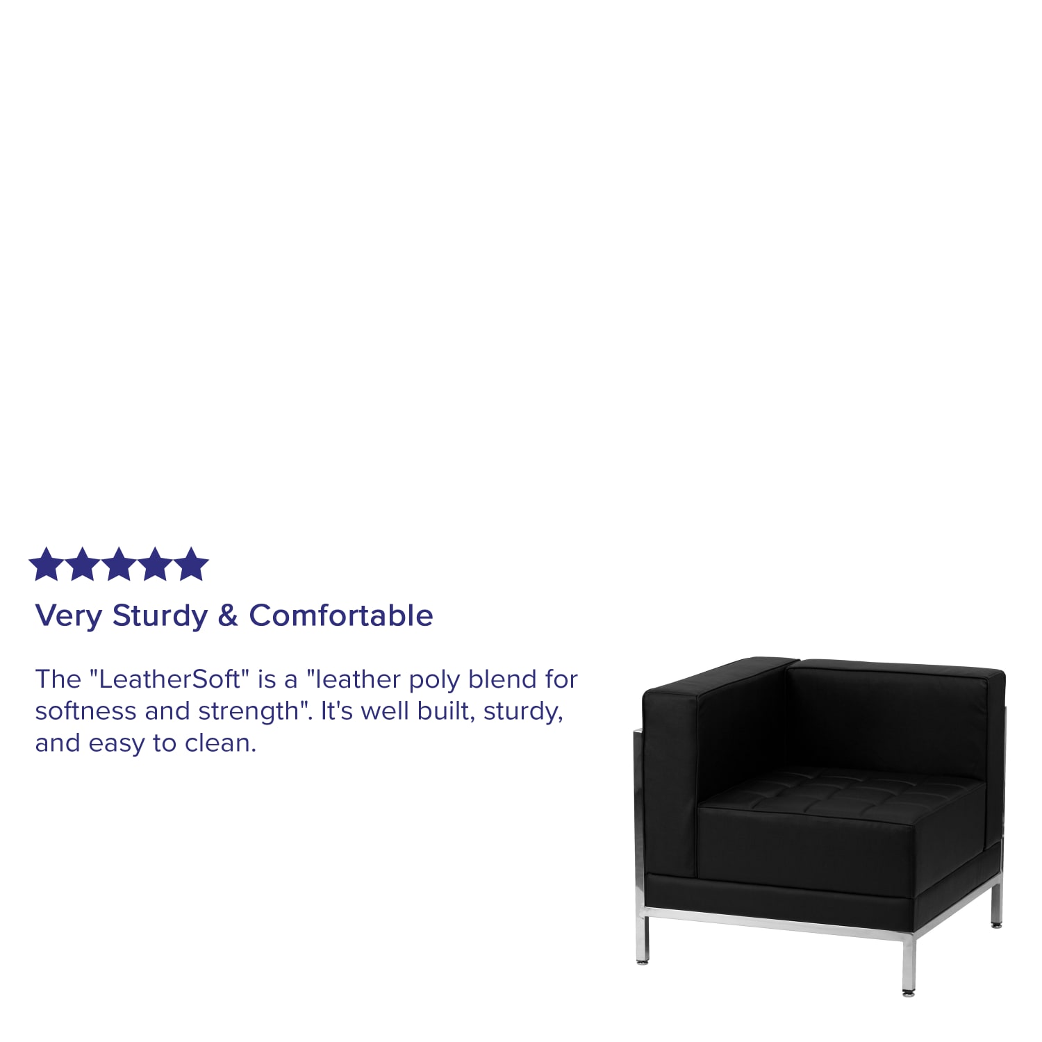 Flash Furniture HERCULES Imagination Series Contemporary Modular Left Corner Chair with Quilted Tufted Seat and Encasing Frame Black PopularChairscom