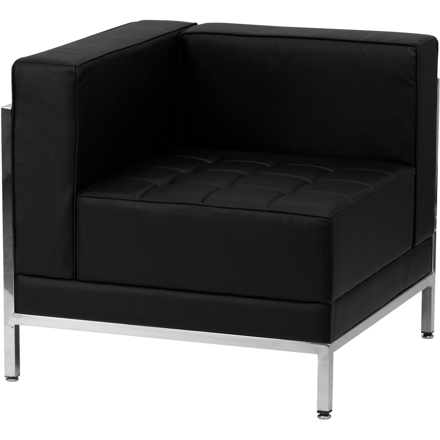 Flash Furniture HERCULES Imagination Series Contemporary Modular Left Corner Chair with Quilted Tufted Seat and Encasing Frame Black PopularChairscom