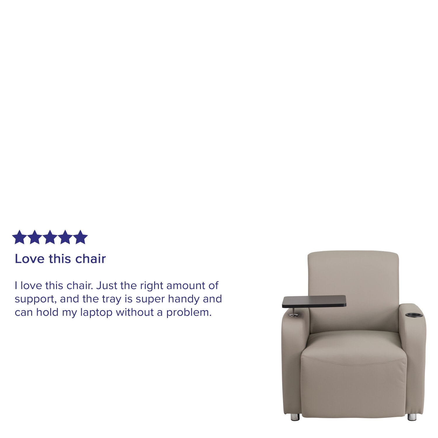 Flash Furniture LeatherSoft Faux Leather Guest Chair With Tablet Arm, Goldvein/Gray - Image 5