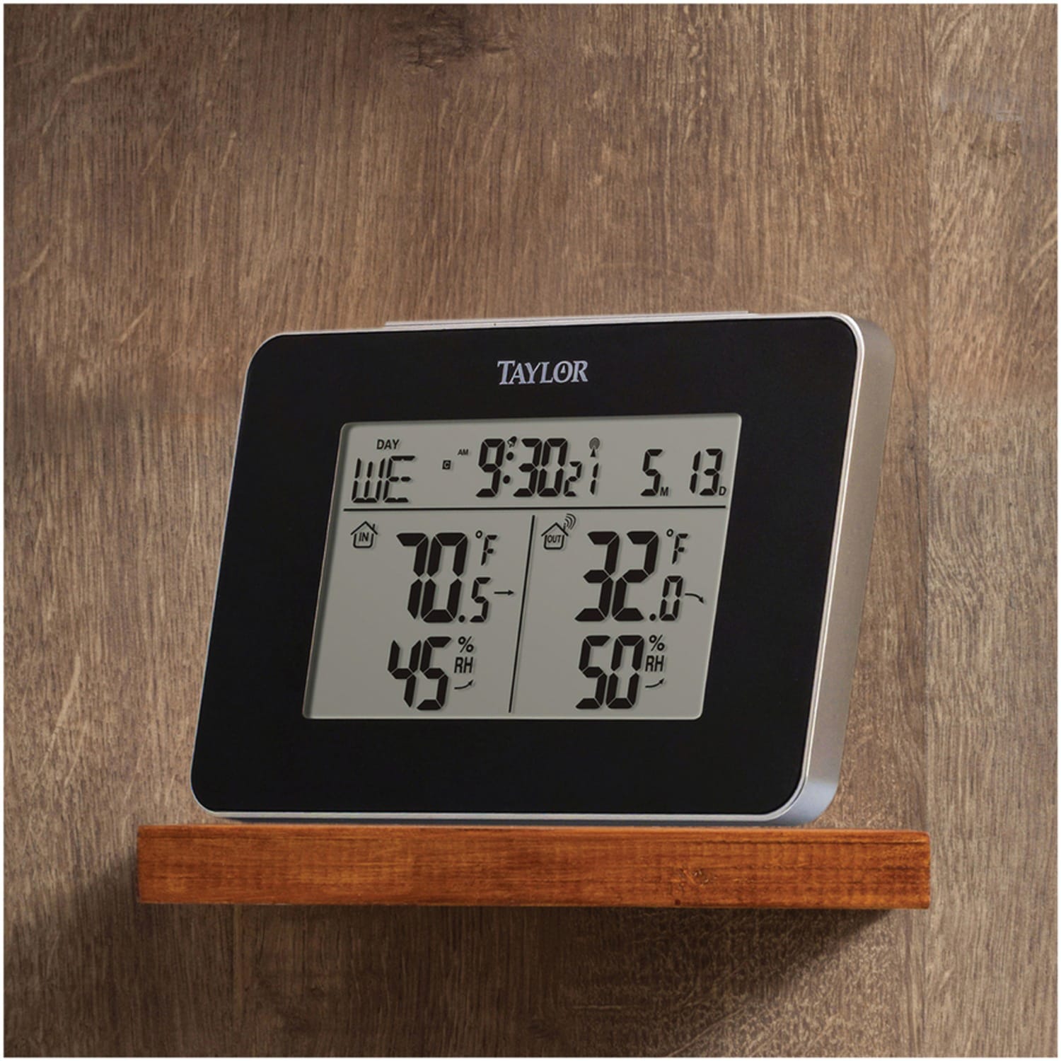 Taylor Wireless Indoor and Outdoor Weather Station with Hygrometer - LCD - Weather Station200 ft - Temperature, Humidity - Desktop - Black - Image 4