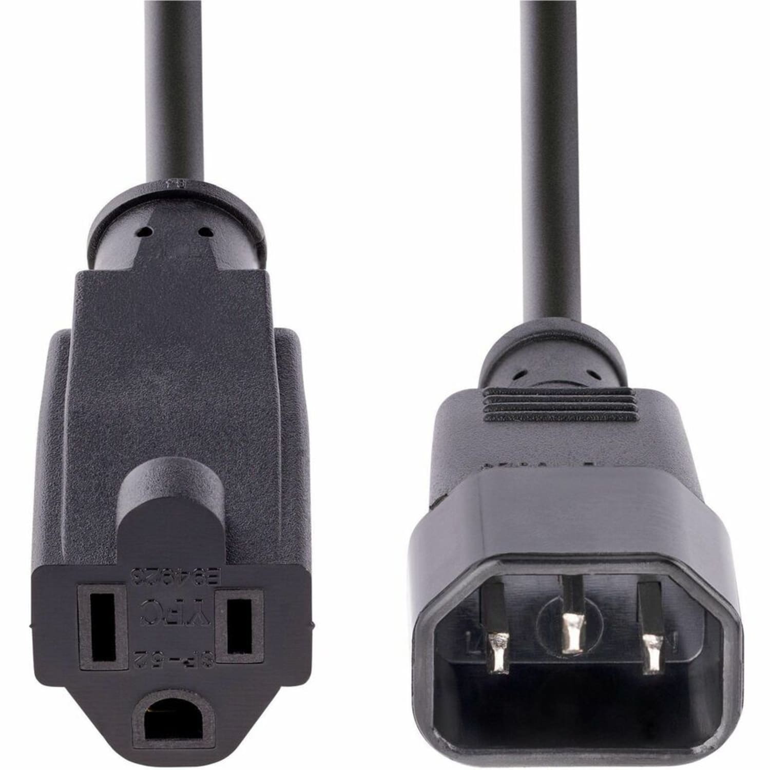 StarTech.com 1ft (0.3m) Power Extension Cord, IEC C14 to NEMA 5-15R, 10A 125V, 18AWG, Black, Outlet Extension Cable for Network Equipment - Image 5