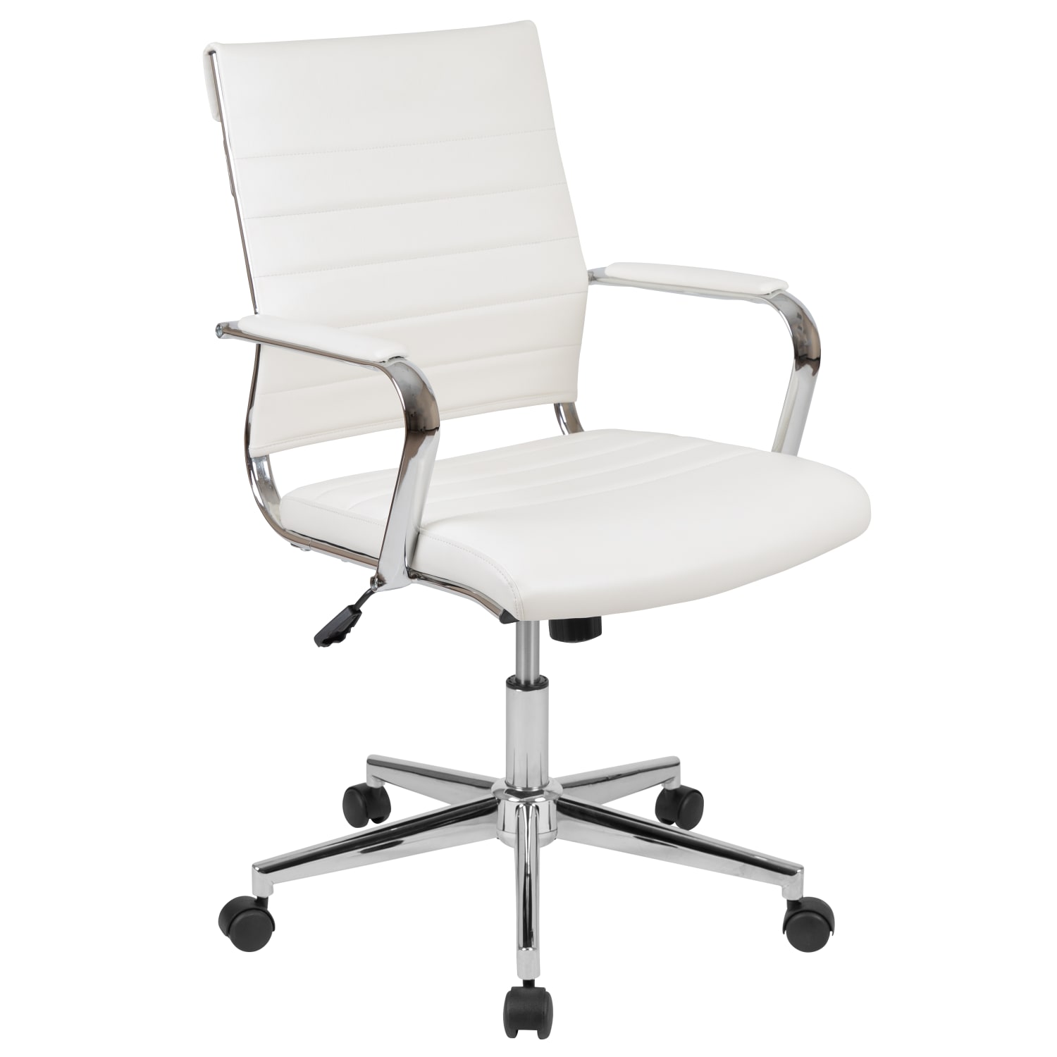 Flash Furniture LeatherSoft Faux Leather Mid-Back Executive Swivel Office Chair, White - Image 3
