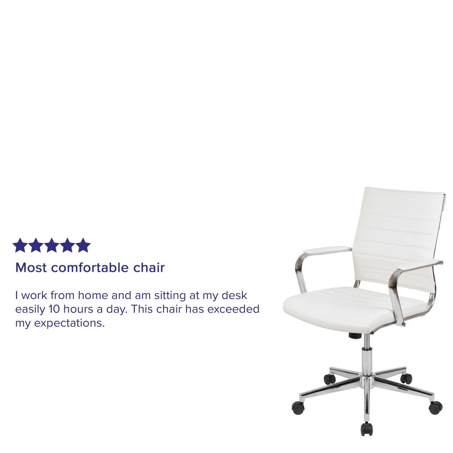 Flash Furniture LeatherSoft Faux Leather Mid-Back Executive Swivel Office Chair, White - Image 6