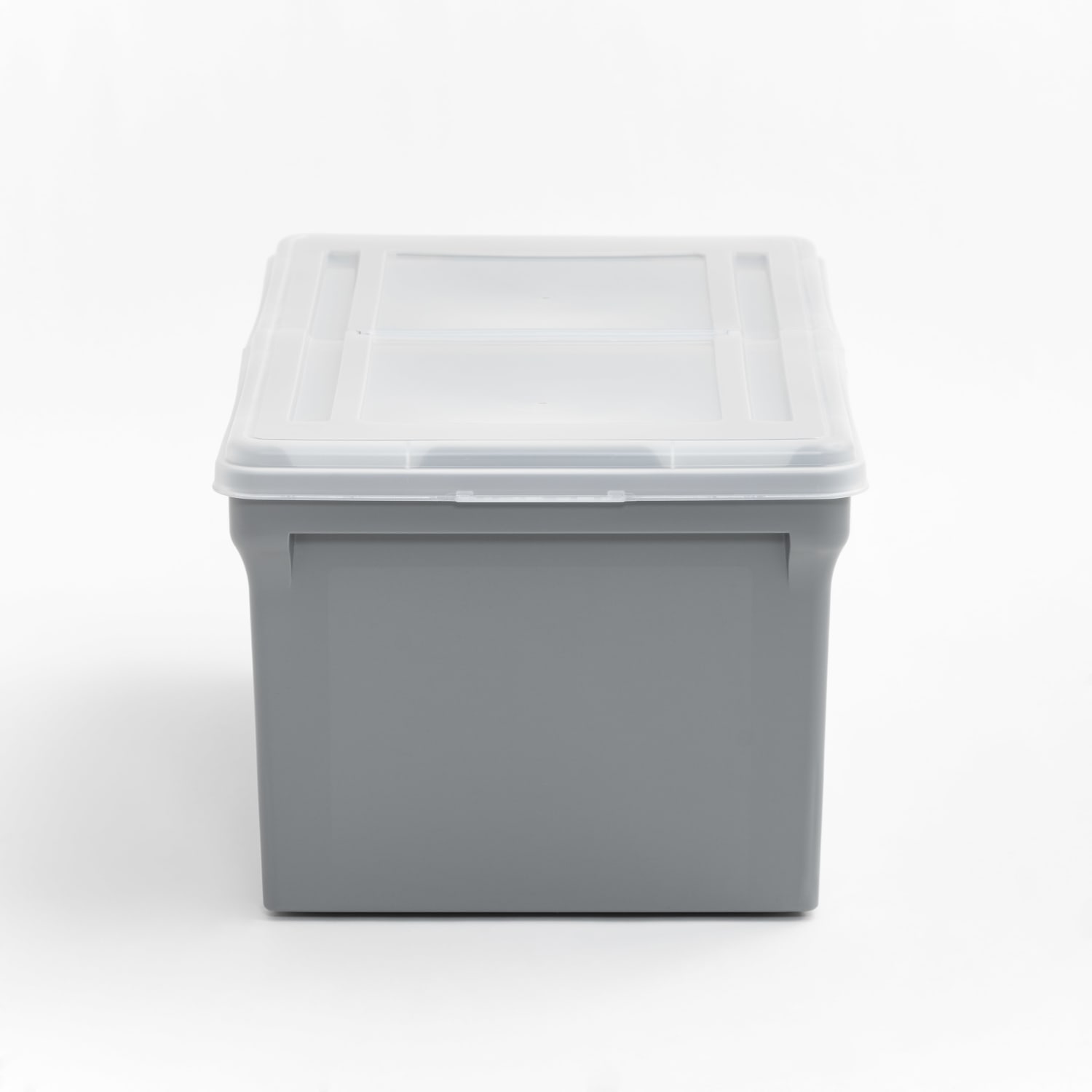 Iris Plastic Letter-Sized Split Lid File Box, 44 Quart, 24inL x 20-1/16inW x 16-3/16inH, Gray - Image 3