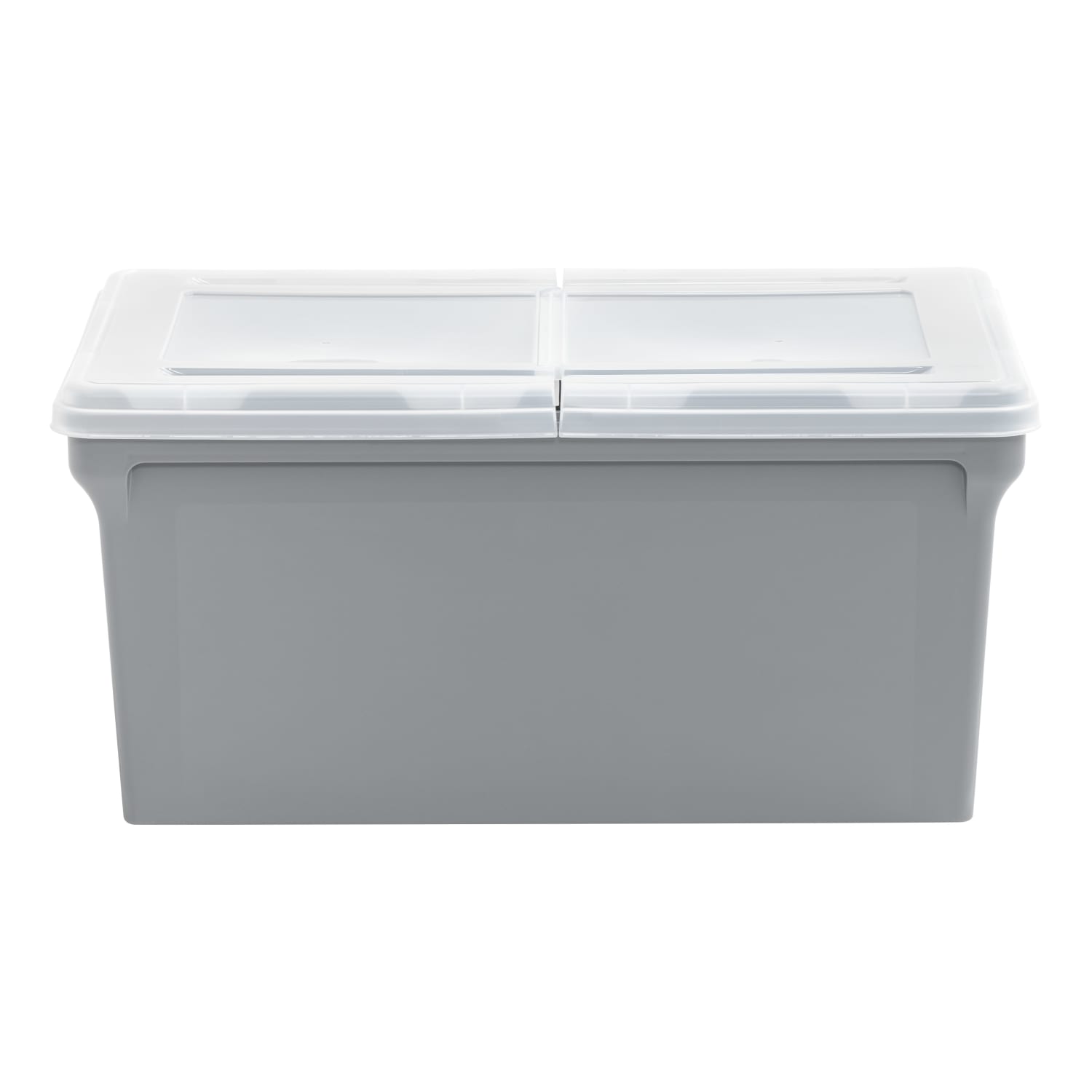 Iris Plastic Letter-Sized Split Lid File Box, 44 Quart, 24inL x 20-1/16inW x 16-3/16inH, Gray - Image 5