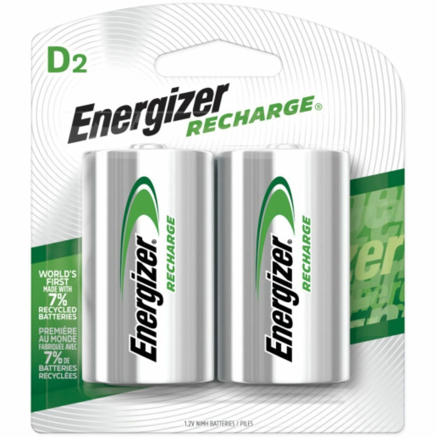 Energizer Recharge Universal Rechargeable D Battery 2-Packs - For Multipurpose - Battery Rechargeable - D - 2500 mAh - 2/Pack - 24 / Carton - Image 3