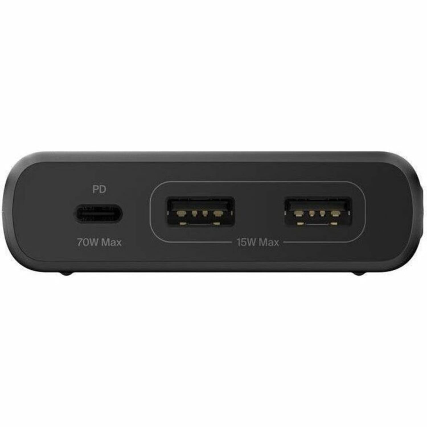 Belkin 2-Outlet Charging Station w/ 2x USB-A, 1x USB-C Ports + Tethered USB-C Cable 70W - 5ft Cord - Black - 70 W - 4.92 ft Cable - Image 5