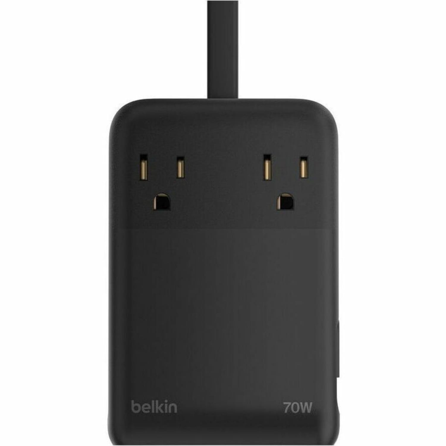 Belkin 2-Outlet Charging Station w/ 2x USB-A, 1x USB-C Ports + Tethered USB-C Cable 70W - 5ft Cord - Black - 70 W - 4.92 ft Cable - Image 6