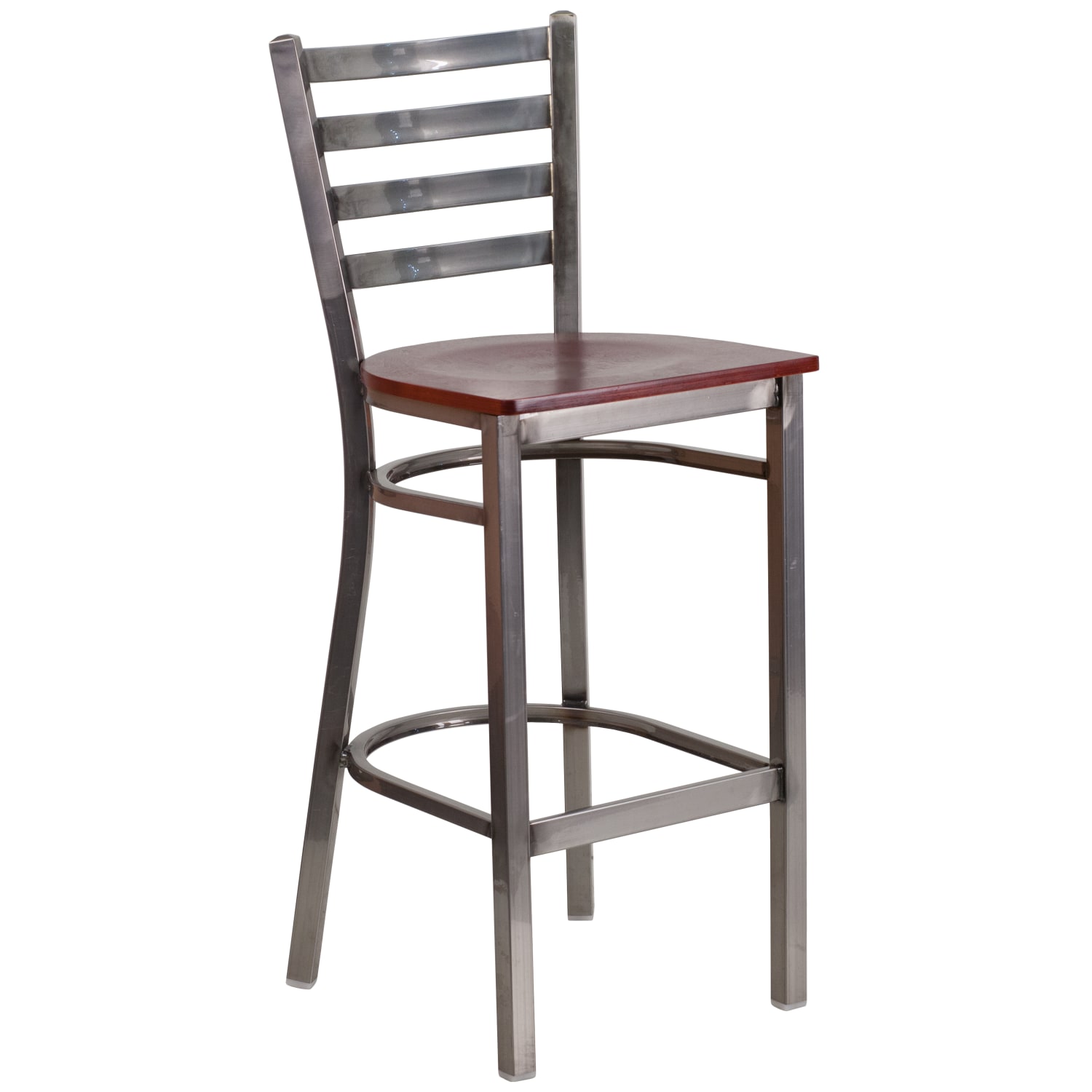 Flash Furniture ClearCoated Ladder Back MetalWood Restaurant Bar Stool MahoganyClear PopularChairscom Flash Furniture Clear Coated Ladder Back MetalWood Restaurant Bar Stool MahoganyClear PopularChairscom