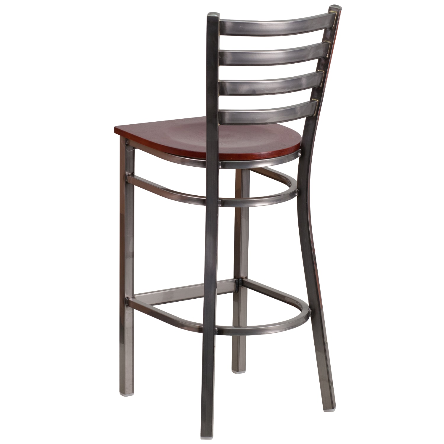 Flash Furniture Clear Coated Ladder Back MetalWood Restaurant Bar Stool MahoganyClear PopularChairscom