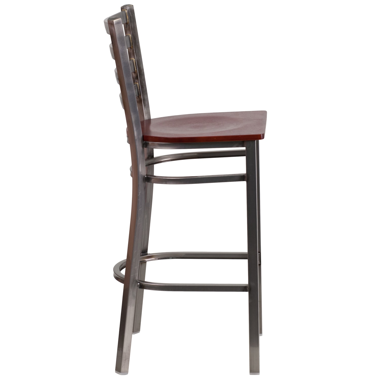 Flash Furniture ClearCoated Ladder Back MetalWood Restaurant Bar Stool MahoganyClear PopularChairscom Flash Furniture Clear Coated Ladder Back MetalWood Restaurant Bar Stool MahoganyClear PopularChairscom