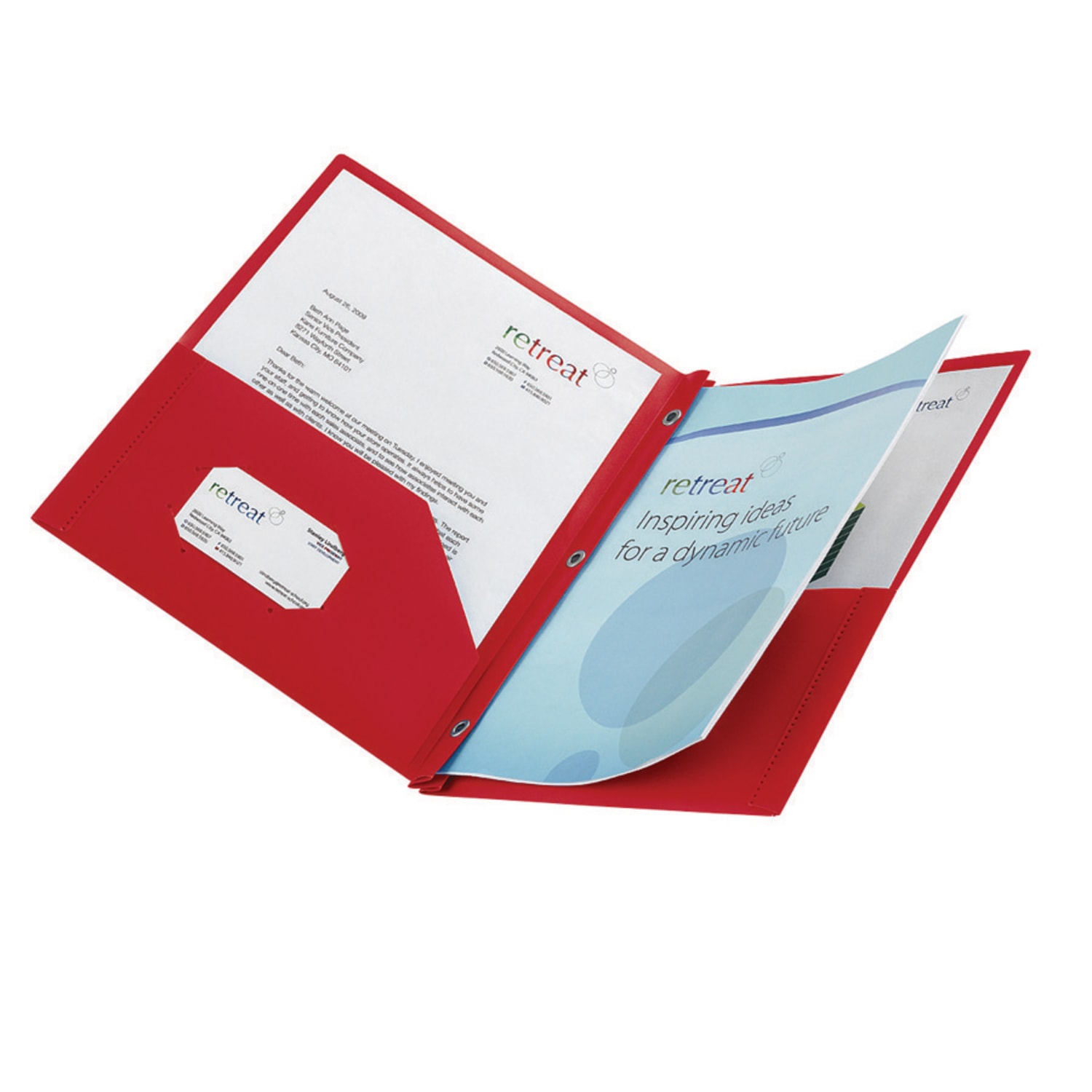 Office Depot Brand 2-Pocket School-Grade Poly Folder with Prongs, Letter Size, Red - Image 3