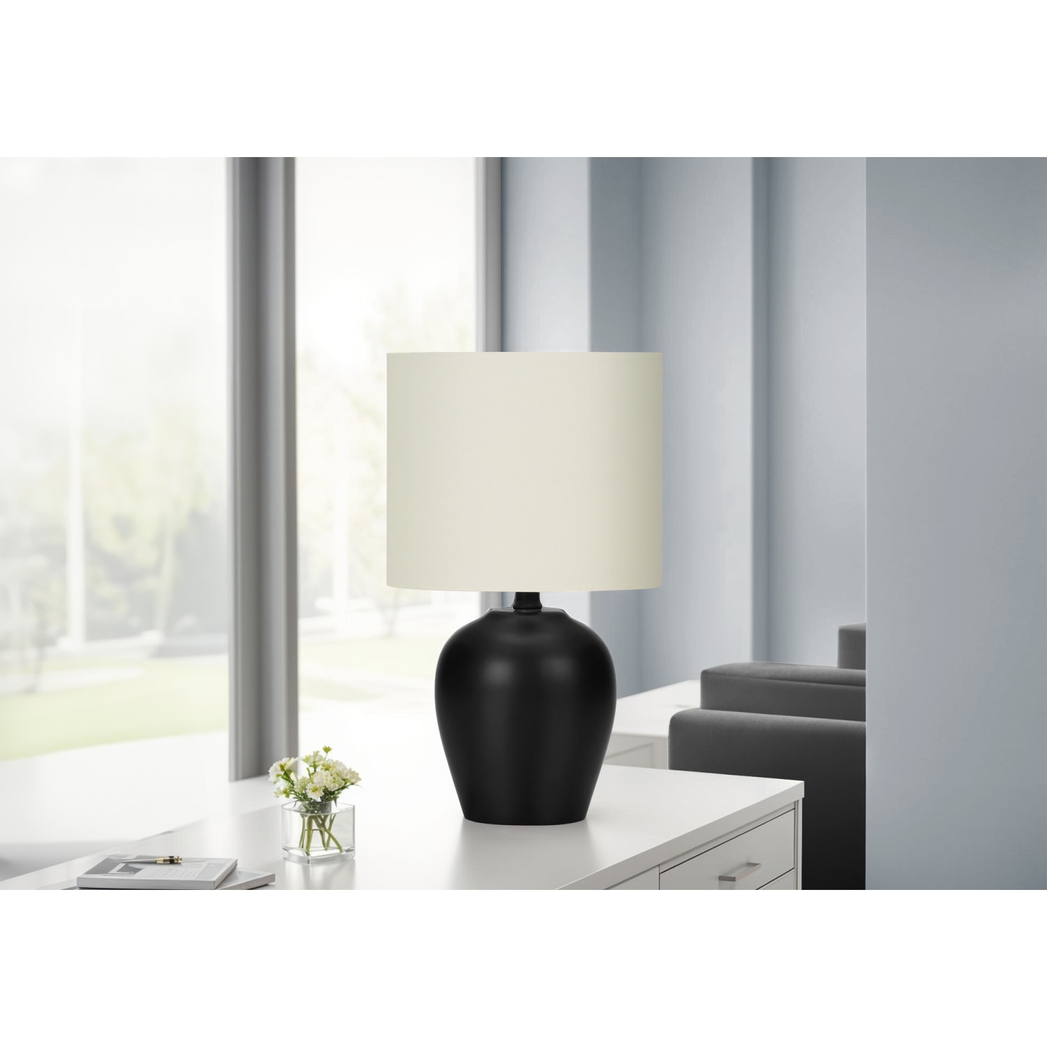 Monarch Specialties Kelley Table Lamp, 17inH, Ivory/Black - Image 3